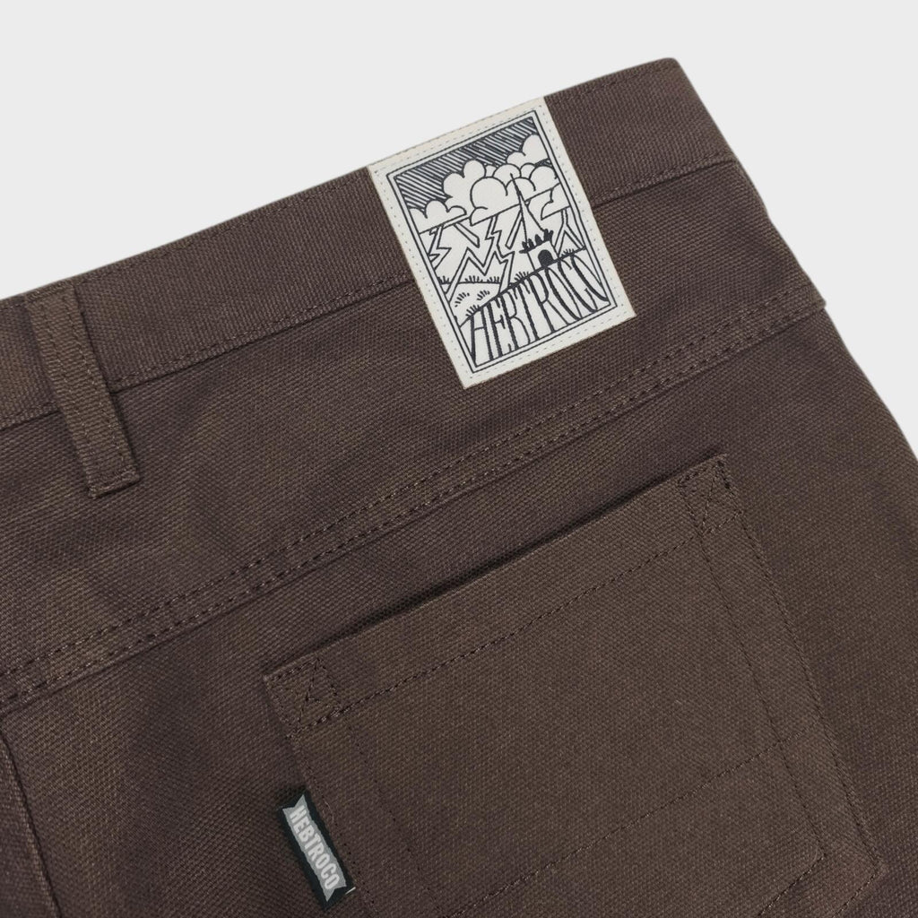 HEBTROCO Men's Made in England Brown Heavyweight Canvas Trousers