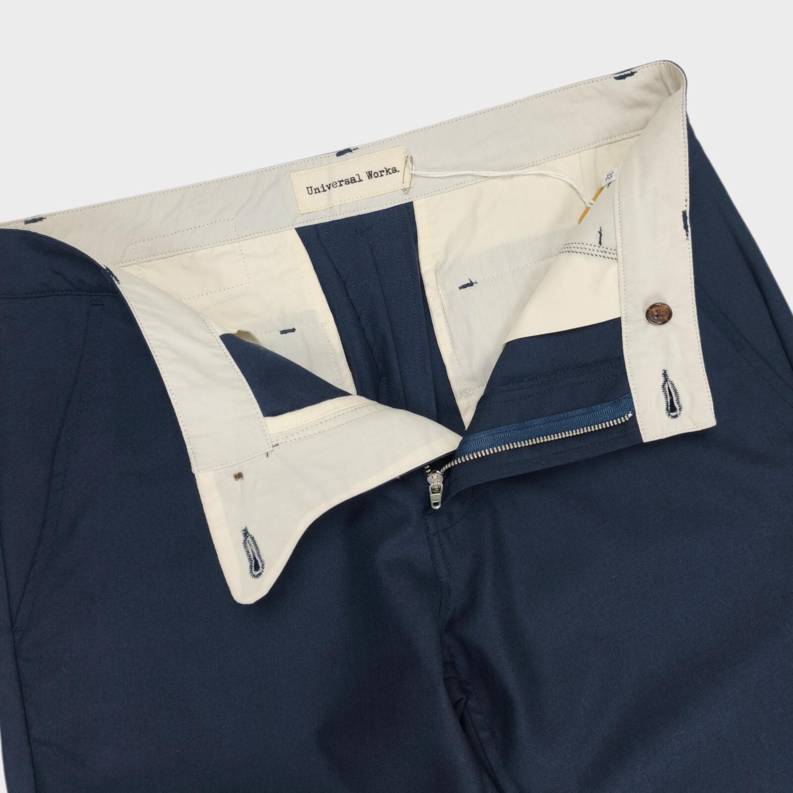 UNIVERSAL WORKS Men's Navy Blue Lightweight Wool Blend Trousers