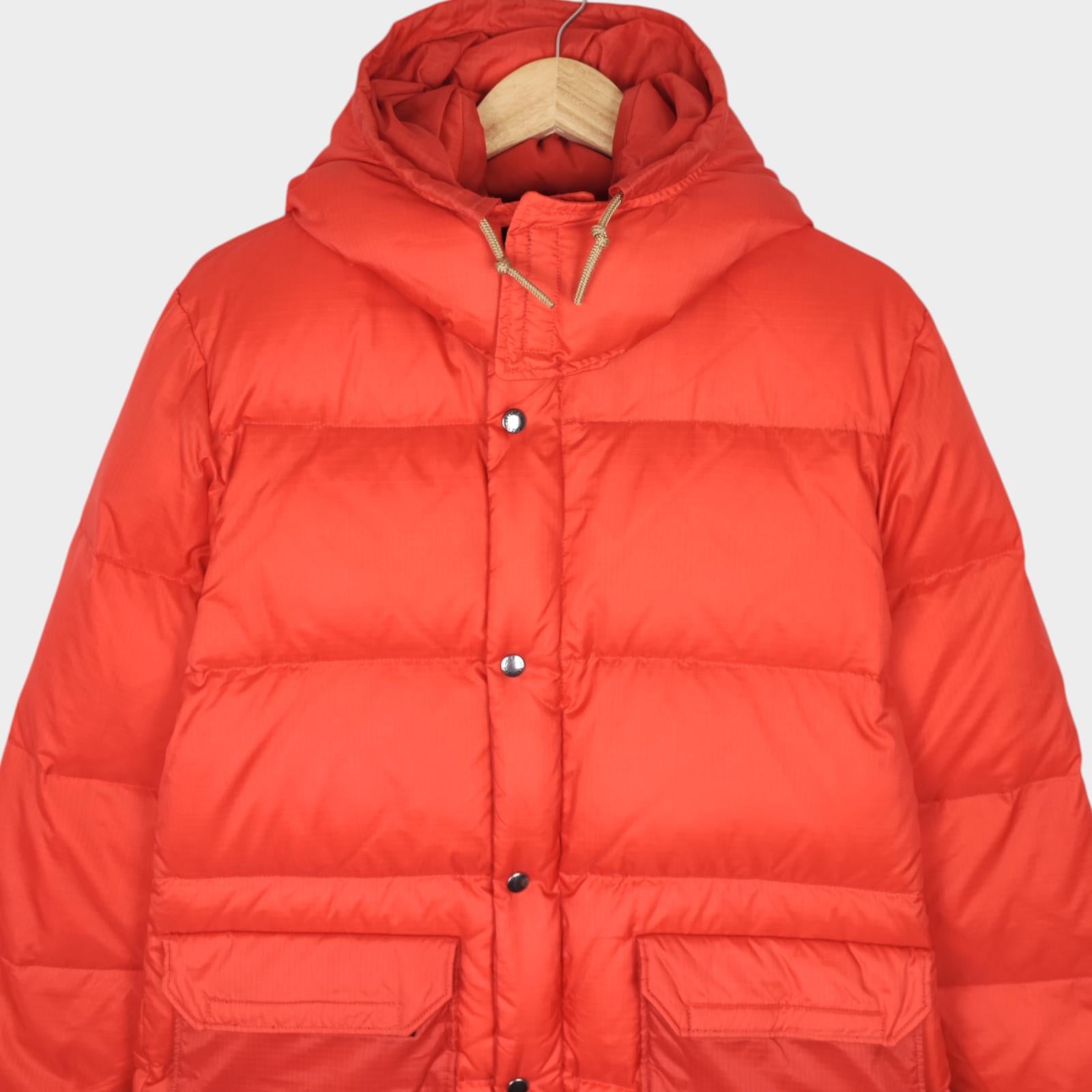 SUGAR CANE Men's Bright Orange Ripstop Nylon Down Puffer Jacket