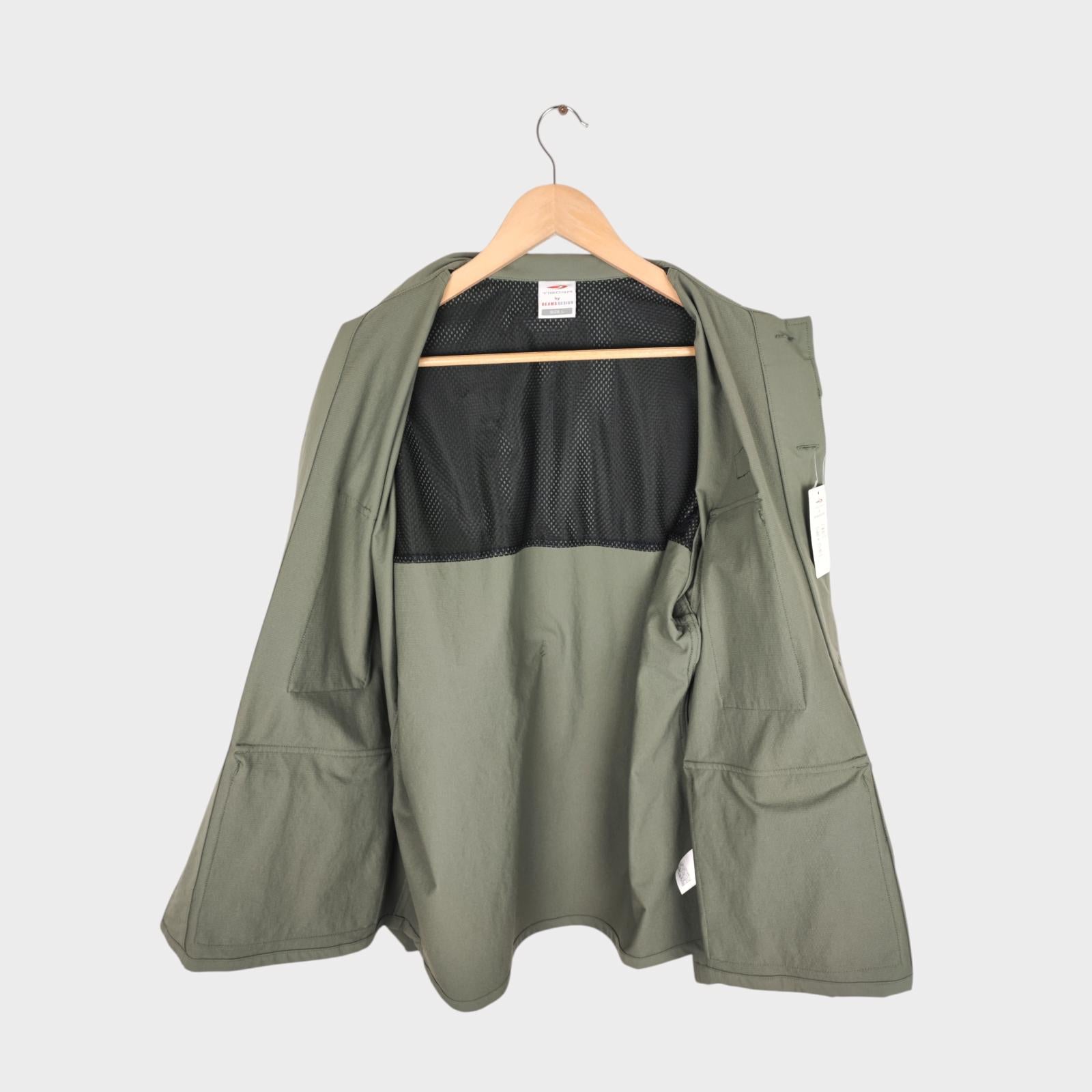 BEAMS x TIGORA Men's Green Water Repellent Utility Jacket