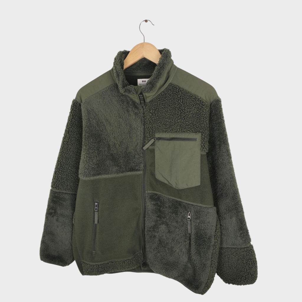 ENGINEERED GARMENTS x UNIQLO Men's Khaki Green Patchwork Fleece Jacket