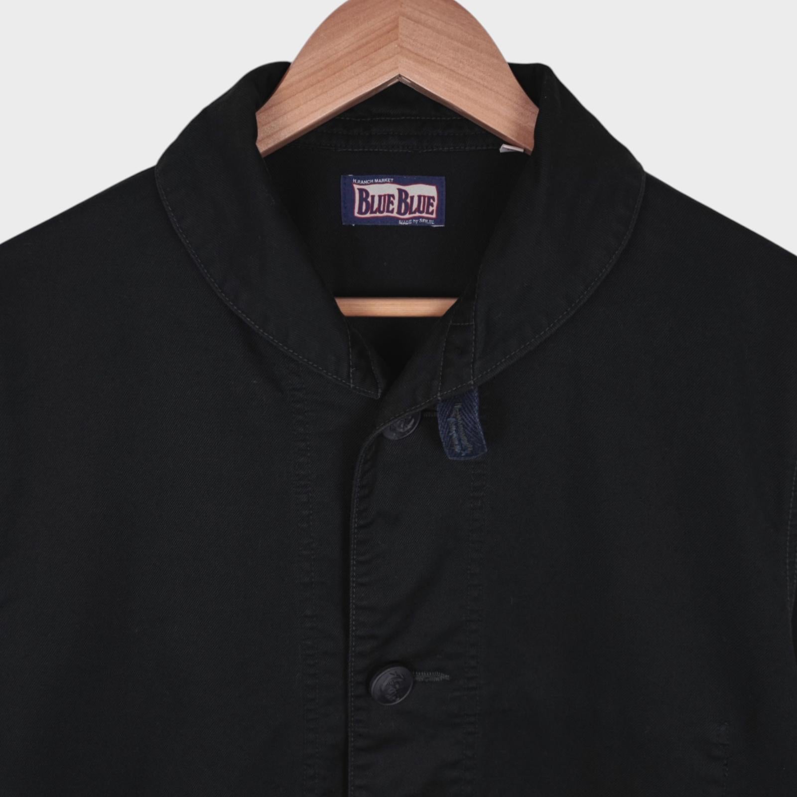 BLUE BLUE JAPAN Men's Made in Japan Black Shawl Collar Cotton Chore Jacket