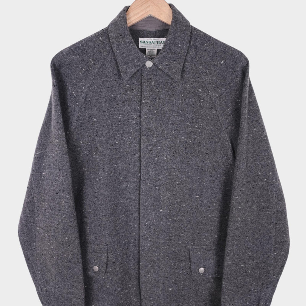 SASSAFRAS Men's Made in Japan Grey Wool Blend Fall Leaf Coat Jacket