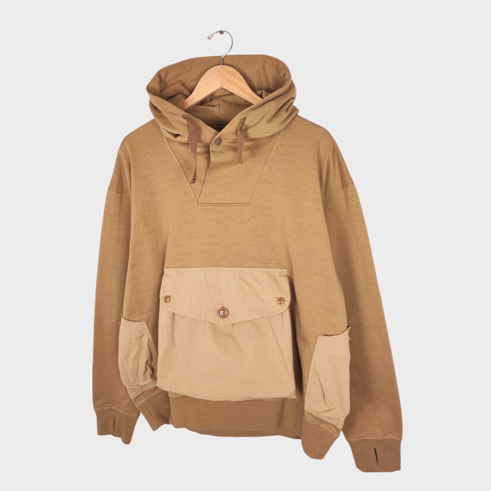 NORBIT BY HIROSHI NOZAWA Men's Coyote Beige Shawl Collar Sweat Hoodie