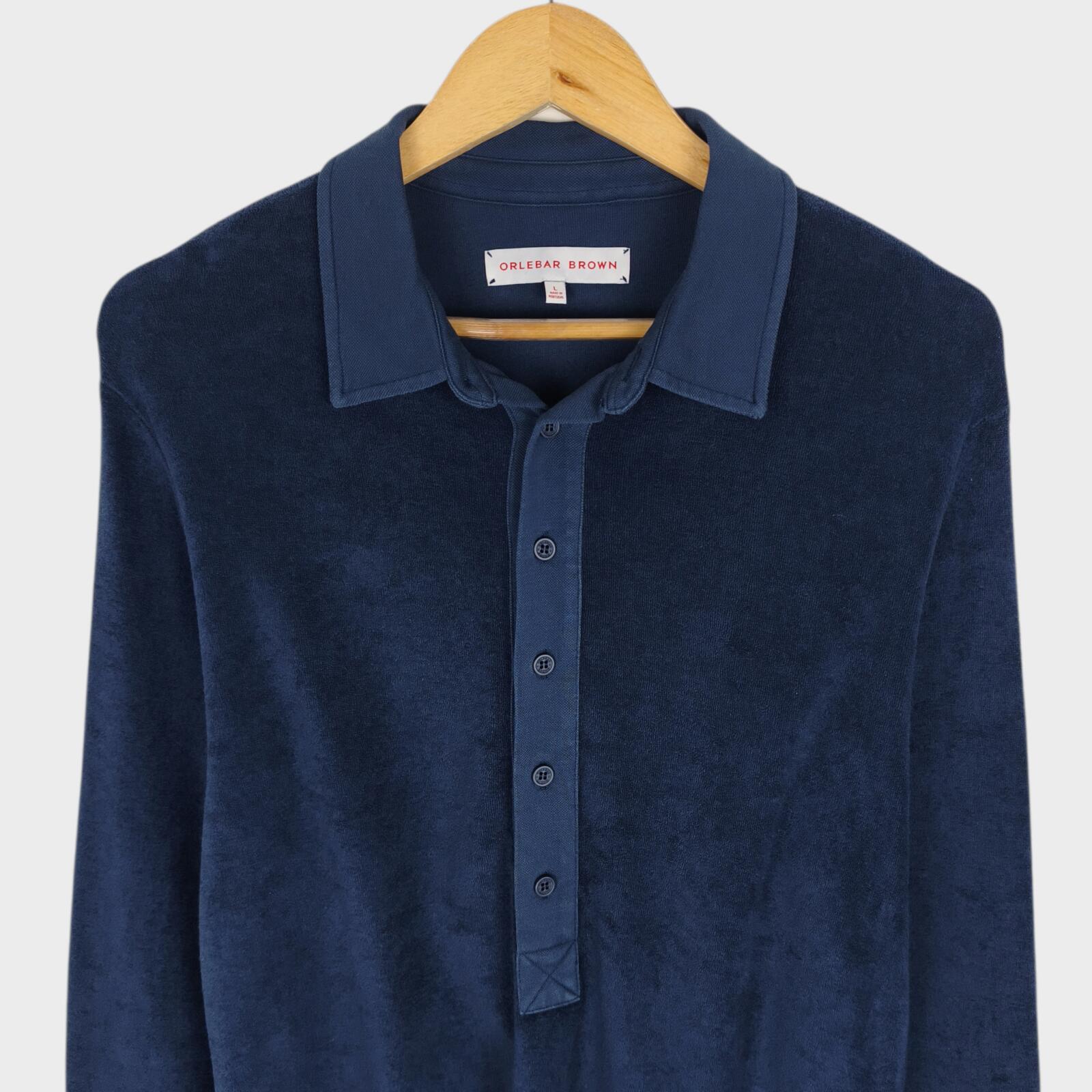 ORLEBAR BROWN Men's Navy Blue Towelling Cotton Polo Shirt