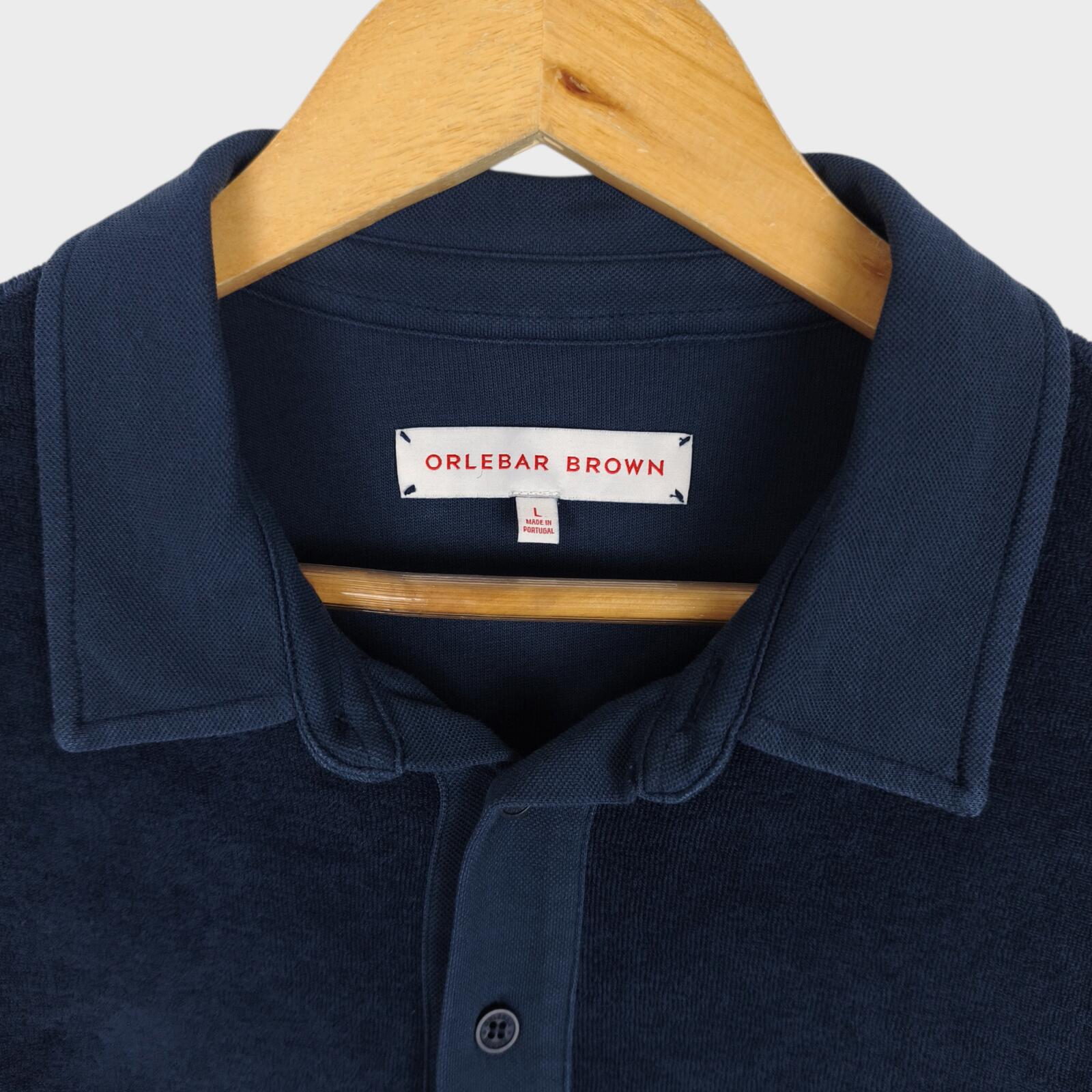 ORLEBAR BROWN Men's Navy Blue Towelling Cotton Polo Shirt