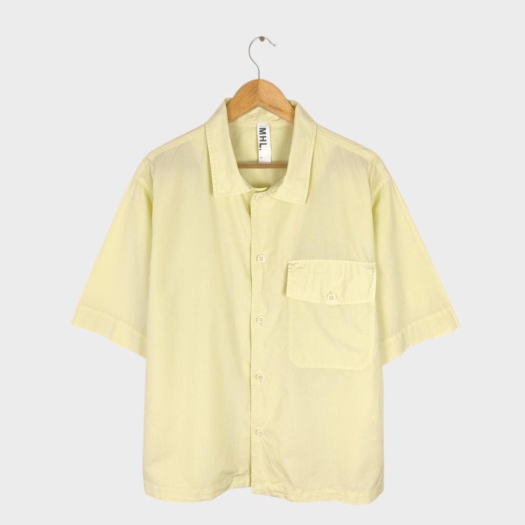 MHL MARGARET HOWELL Men's Light Yellow Relaxed Fit Short Sleeved Shirt