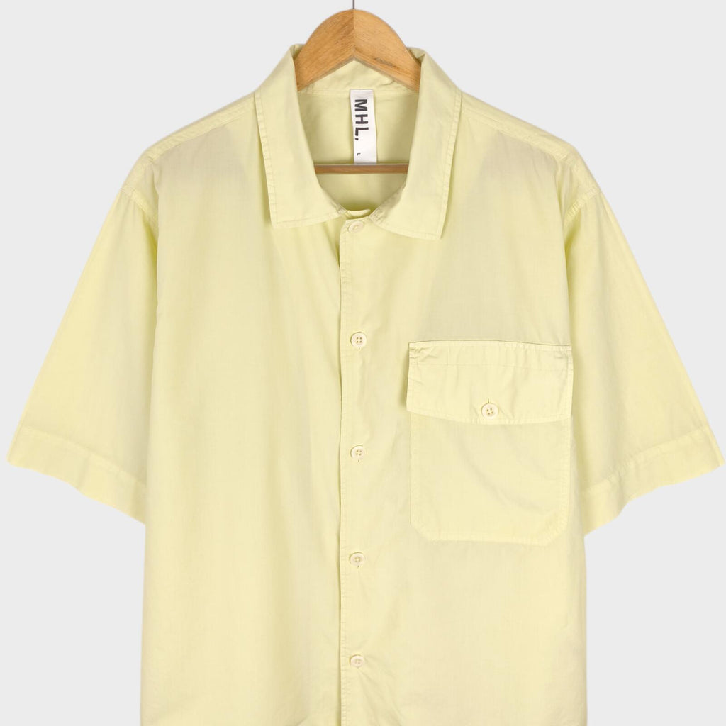 MHL MARGARET HOWELL Men's Light Yellow Relaxed Fit Short Sleeved Shirt