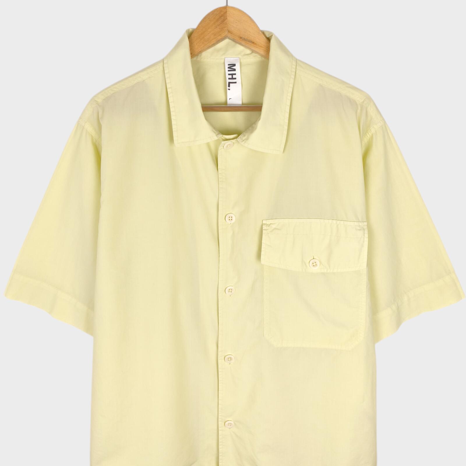 MHL MARGARET HOWELL Men's Light Yellow Relaxed Fit Short Sleeved Shirt