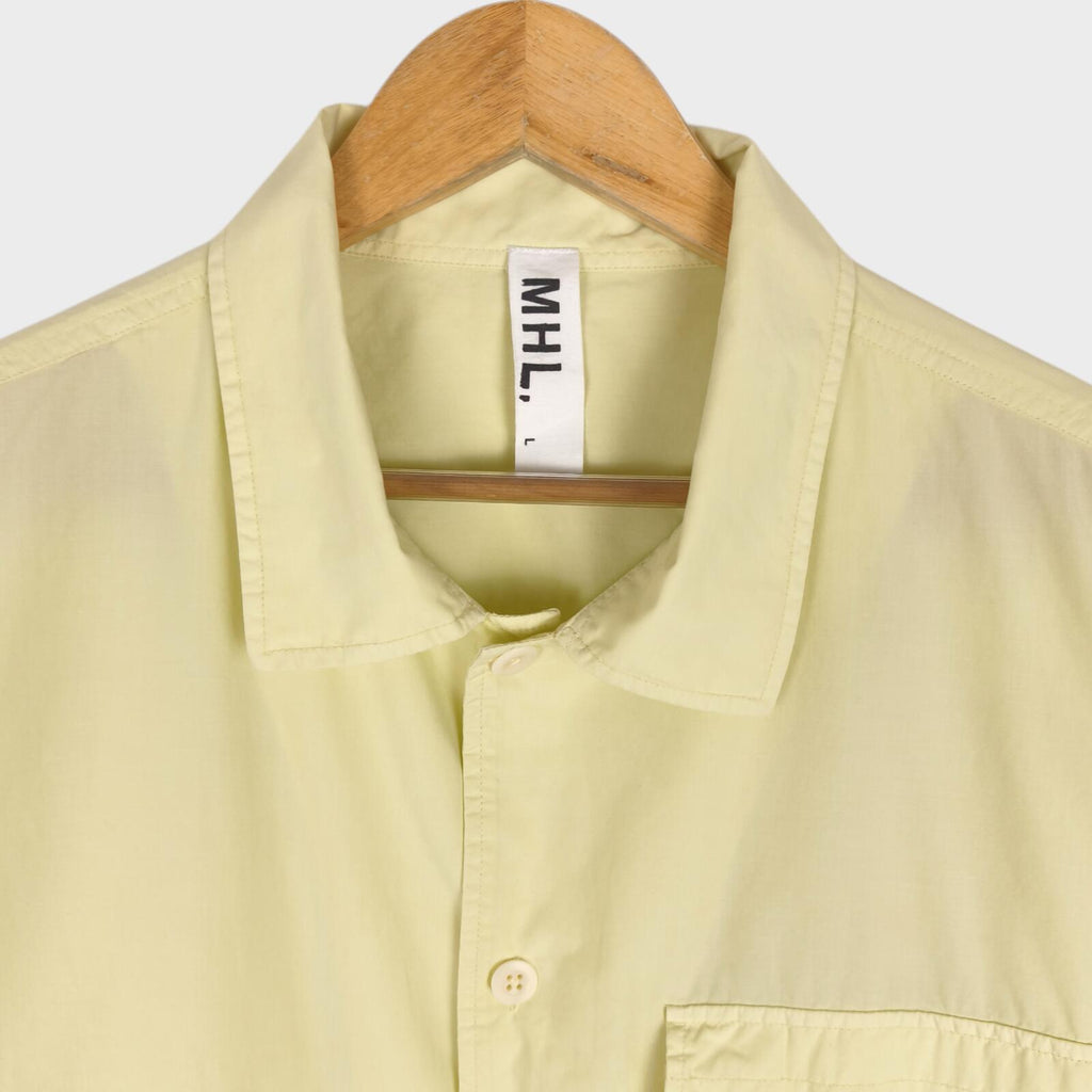 MHL MARGARET HOWELL Men's Light Yellow Relaxed Fit Short Sleeved Shirt
