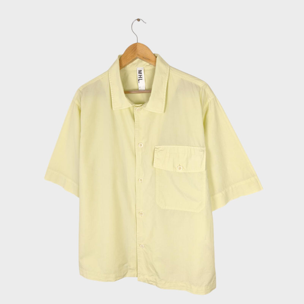 MHL MARGARET HOWELL Men's Light Yellow Relaxed Fit Short Sleeved Shirt