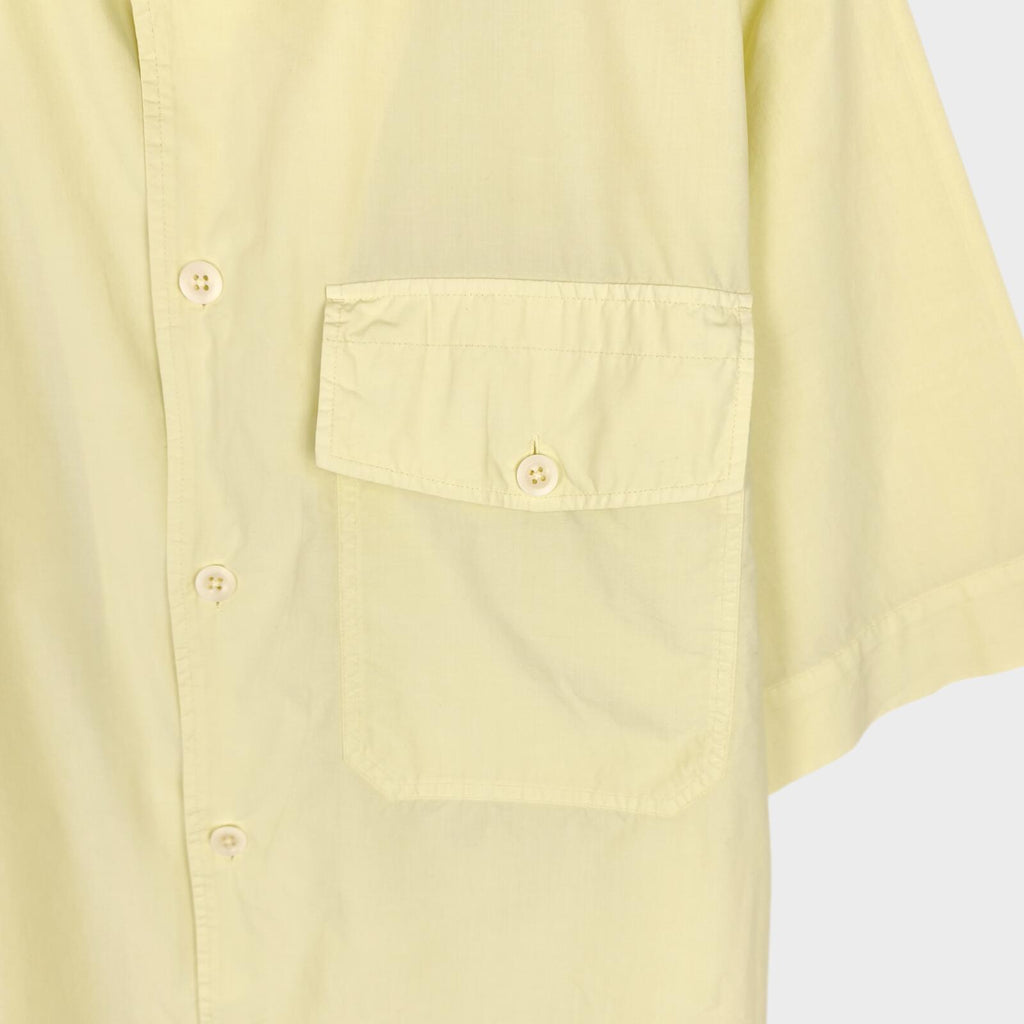 MHL MARGARET HOWELL Men's Light Yellow Relaxed Fit Short Sleeved Shirt
