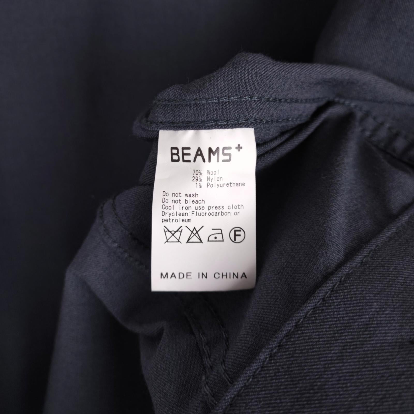 BEAMS PLUS Men's Grey Wool Blend Cordura Fabric Trucker Jacket