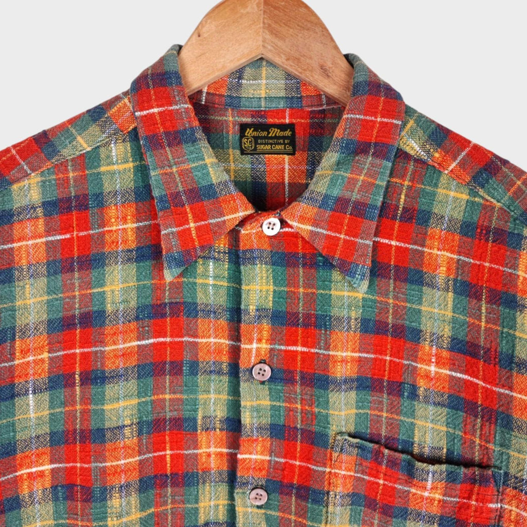 SUGAR CANE Men's Multicoloured Checked Knit Shirt