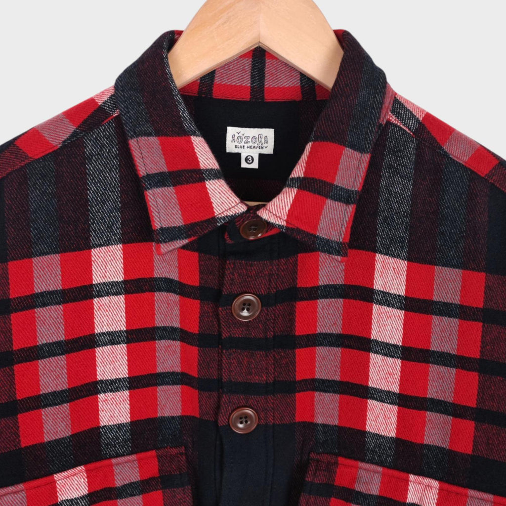 AOZORA BLUE HEAVEN Japan Men's Oversized Fit Checked Oversized Fit Smock