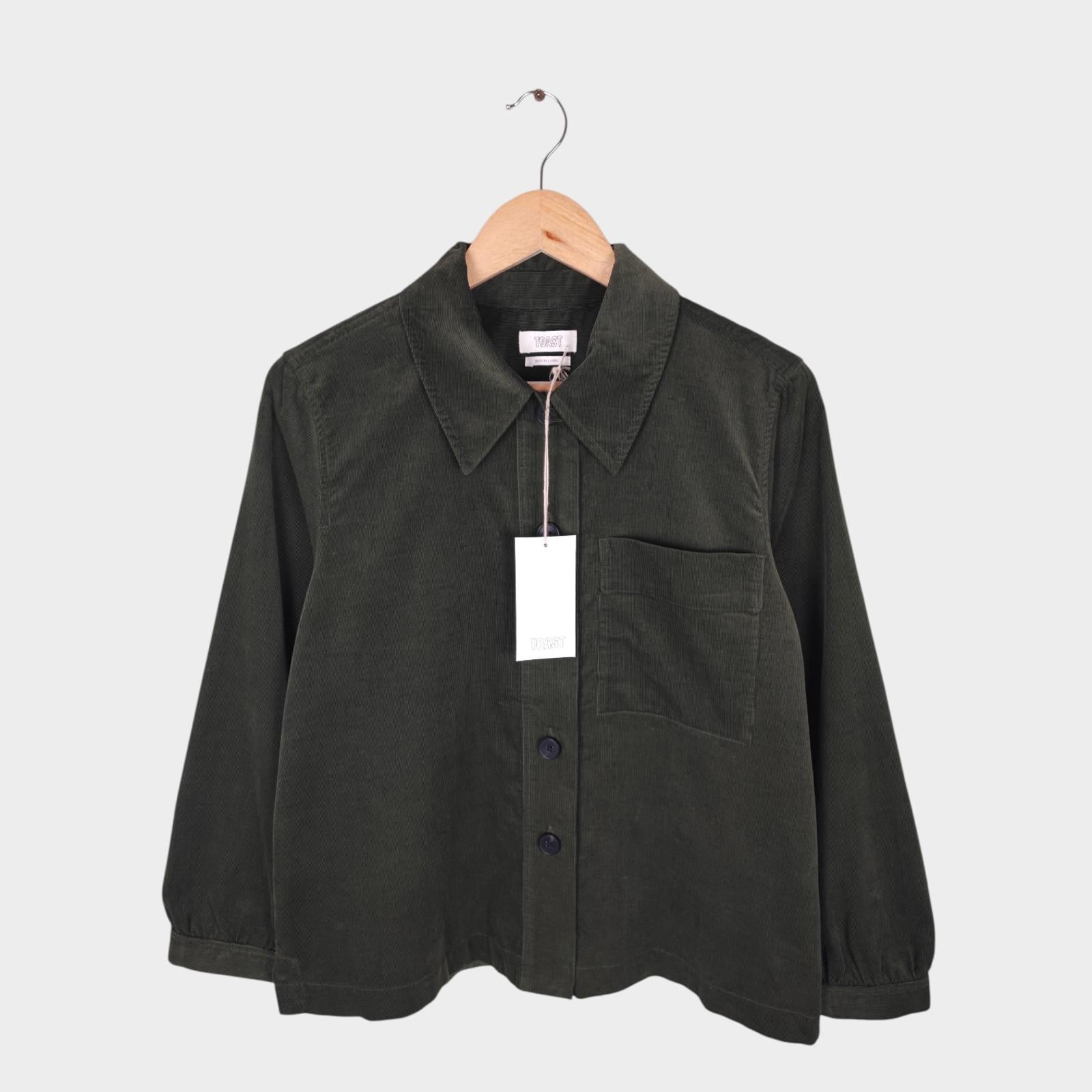 TOAST Women's Dark Green Corduroy Patch Pocket Overshirt