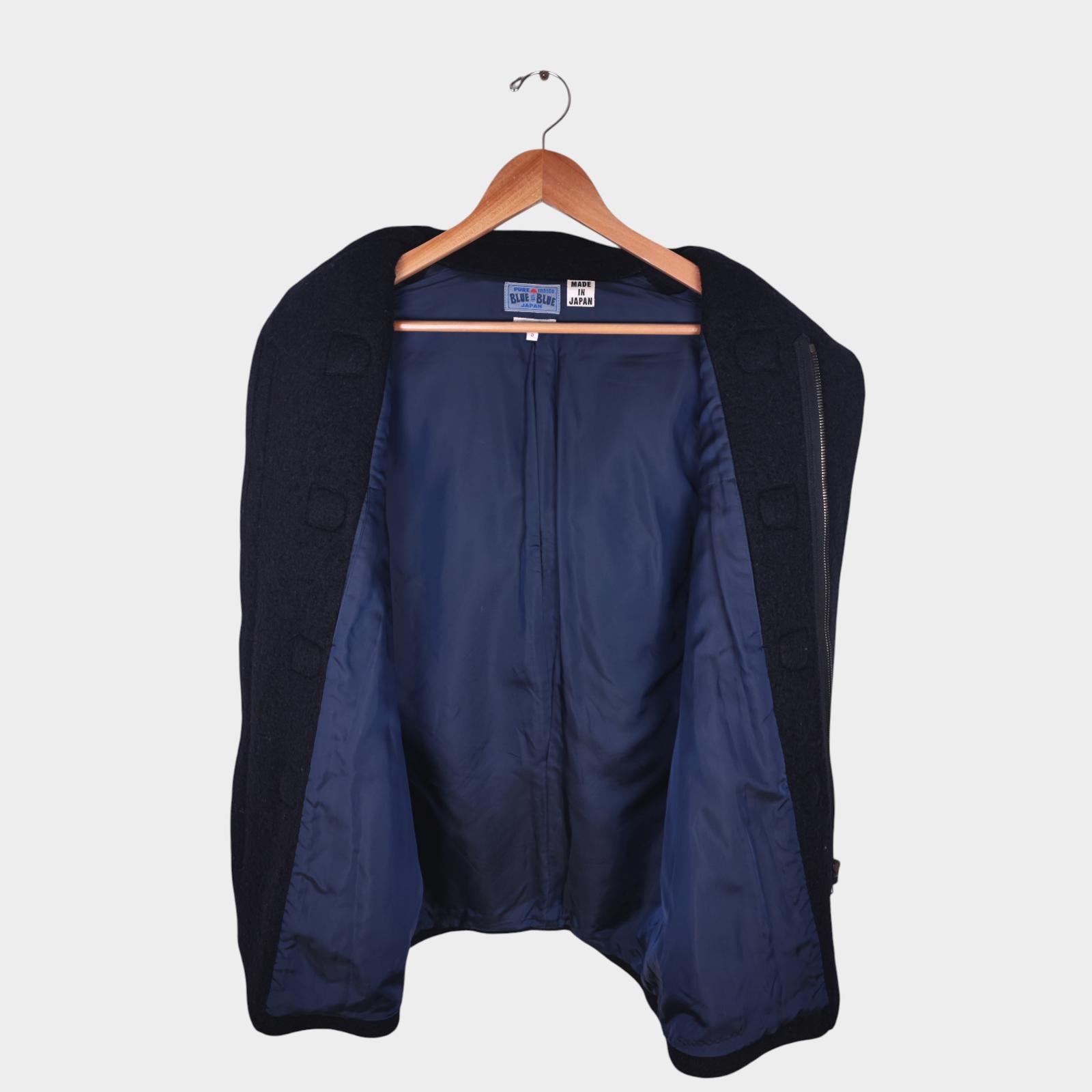 BLUE BLUE JAPAN Men's Made in Japan Dark Navy Heavyweight Wool Duffle Coat