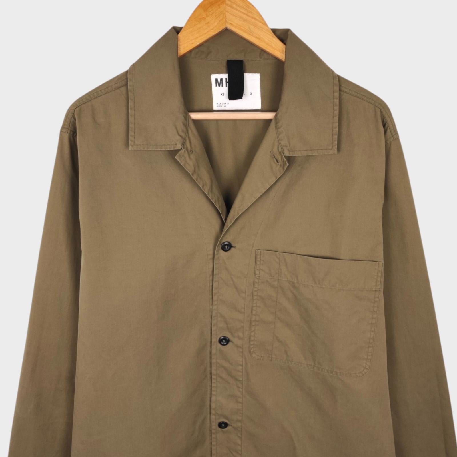 MHL MARGARET HOWELL Men's Khaki Green Relaxed Fit Overshirt Jacket