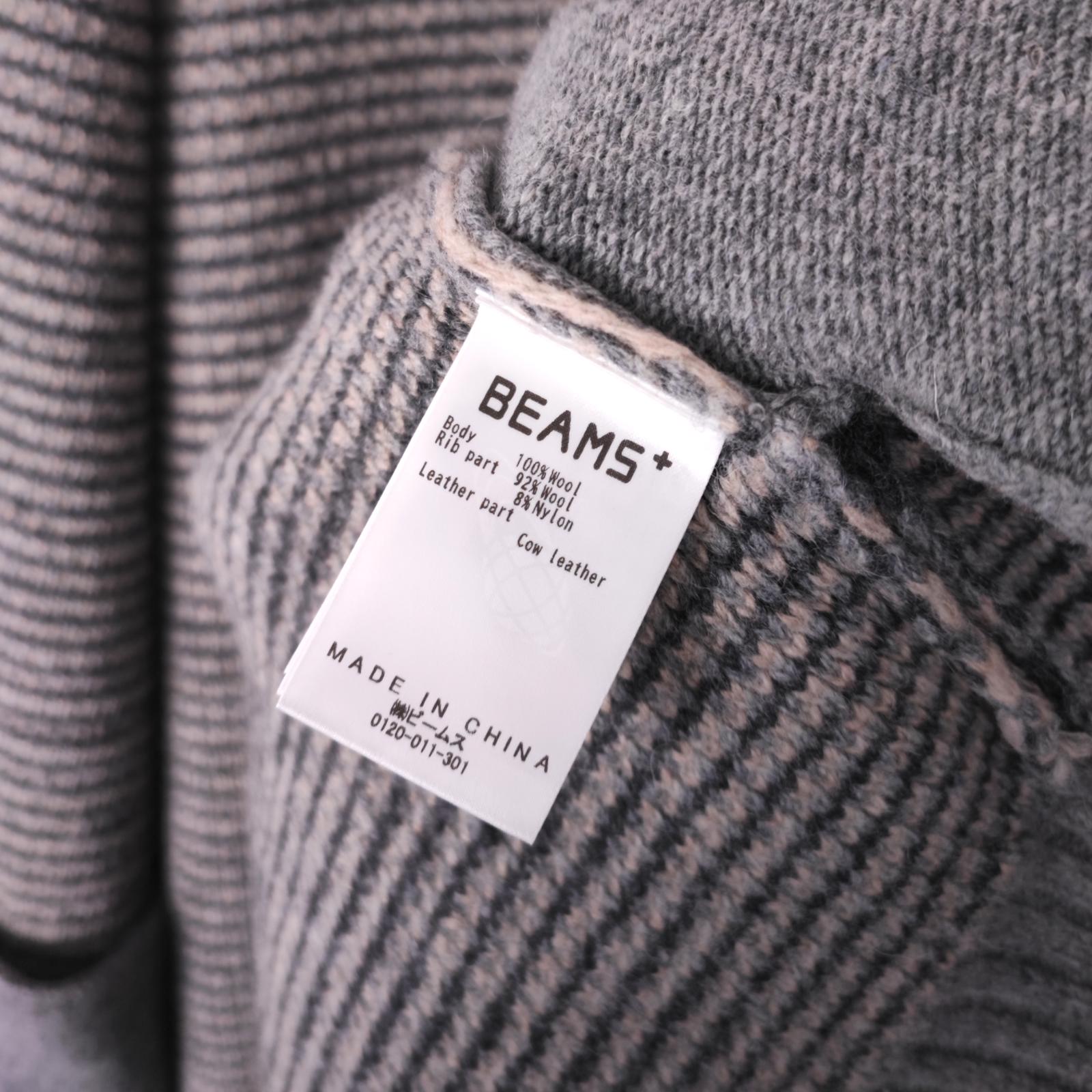 BEAMS PLUS Men's Grey 100% Heavyweight Wool Jacquard Patchwork Jacket