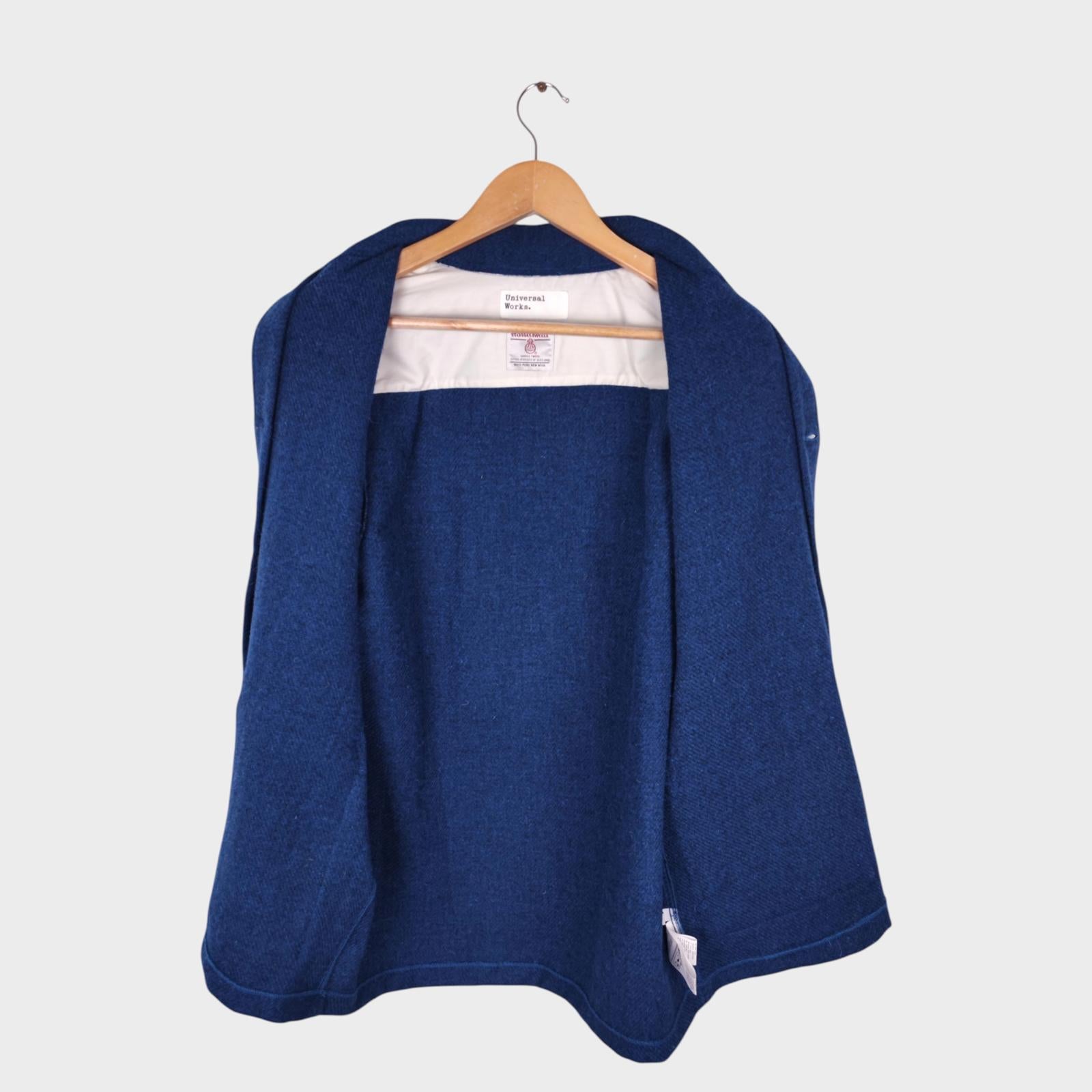 UNIVERSAL WORKS Men's Blue Harris Tweed 100% Wool Easy Jacket