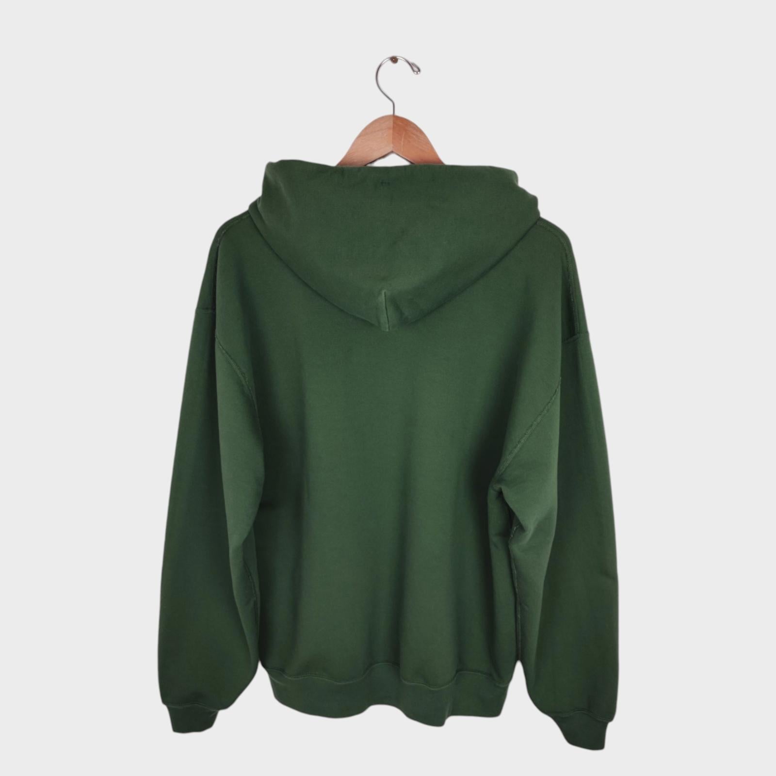 AURALEE Men's Made in Japan Relaxed Fit Dark Green 100% Cotton Hoodie