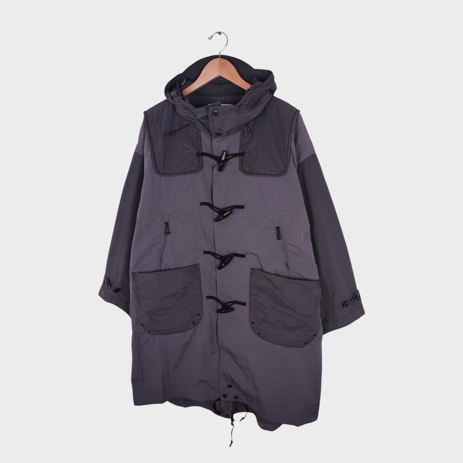 NORBIT by Hiroshi Nozawa Men's Grey 100% Water Repellent Nylon Duffle Mod Coat Jacket