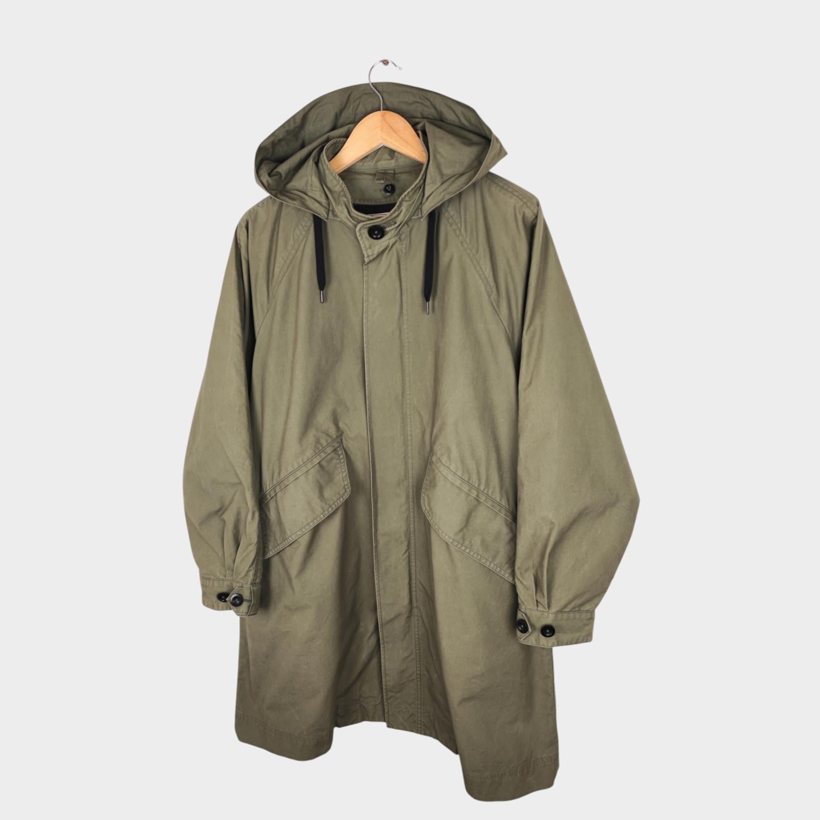 MHL MARGARET HOWELL Men's Green Cotton Detachable Liner Parka Jacket