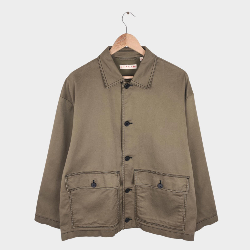 MARNI x UNIQLO Men's Khaki Green Cotton Twill Chore Jacket