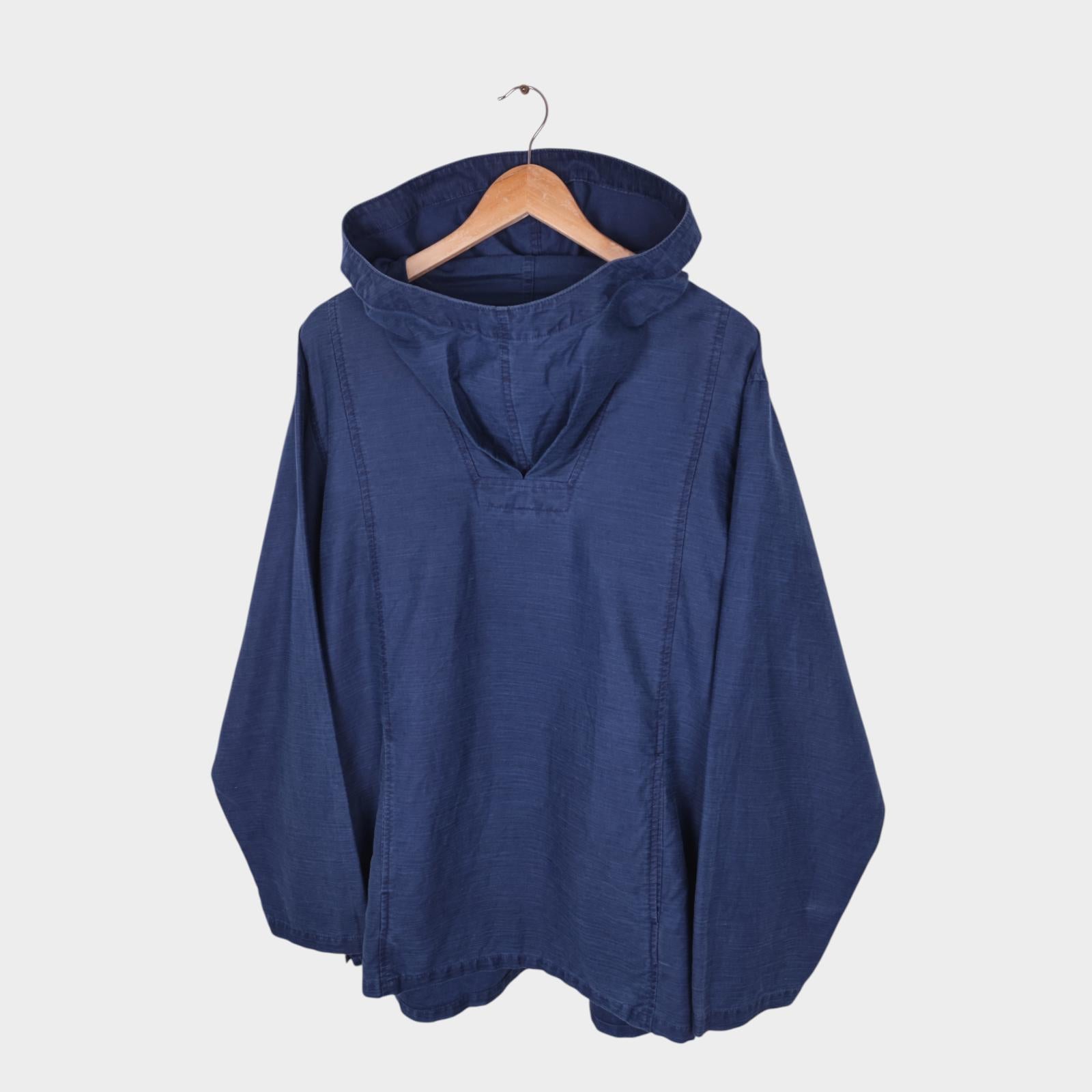 BLUE BLUE JAPAN Men's Made in Japan Indigo Blue Cotton Ramie Hooded Smock