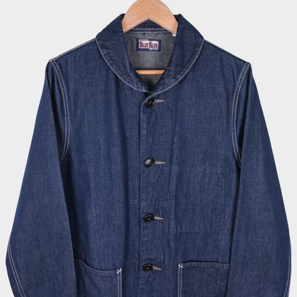 BLUE BLUE JAPAN Men's Made in Japan Blue Denim Shawl Collar Cotton Chore Jacket