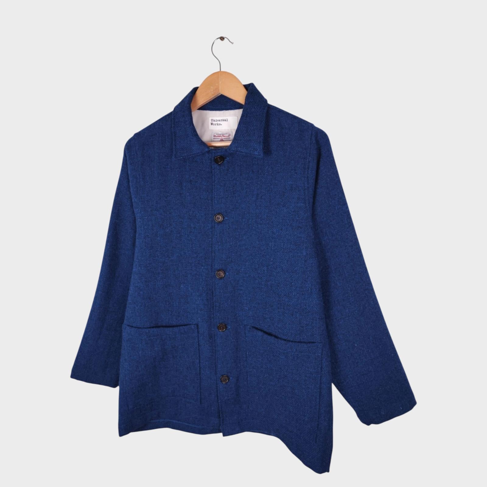 UNIVERSAL WORKS Men's Blue Harris Tweed 100% Wool Easy Jacket