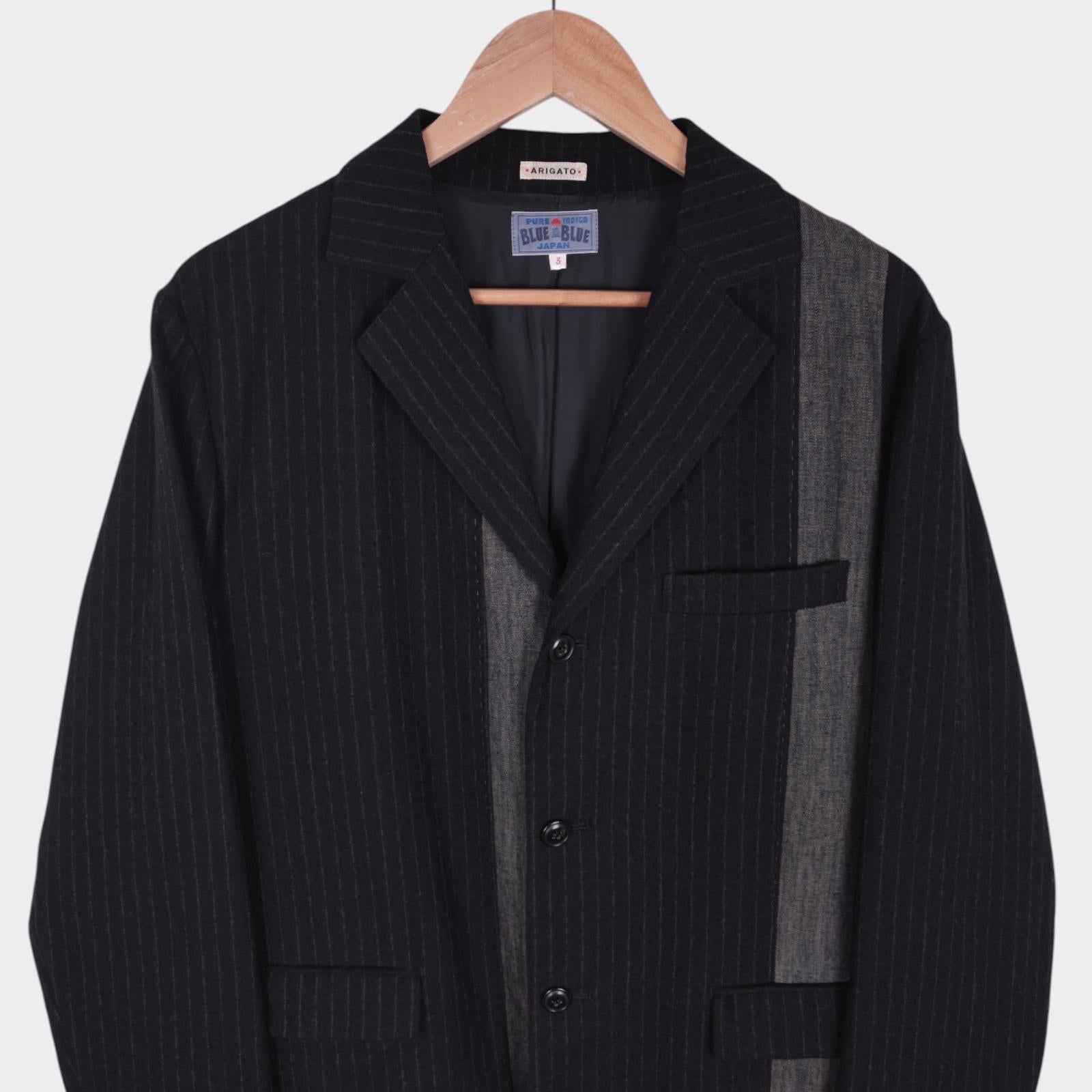 BLUE BLUE JAPAN Men's Made in Japan 100% Wool Panelled Blazer Jacket