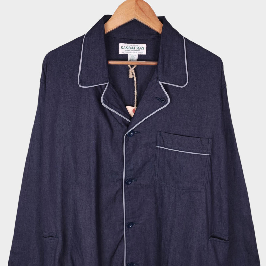 SASSAFRAS Men's Made in Japan Navy Blue Gardening At Night Overshirt