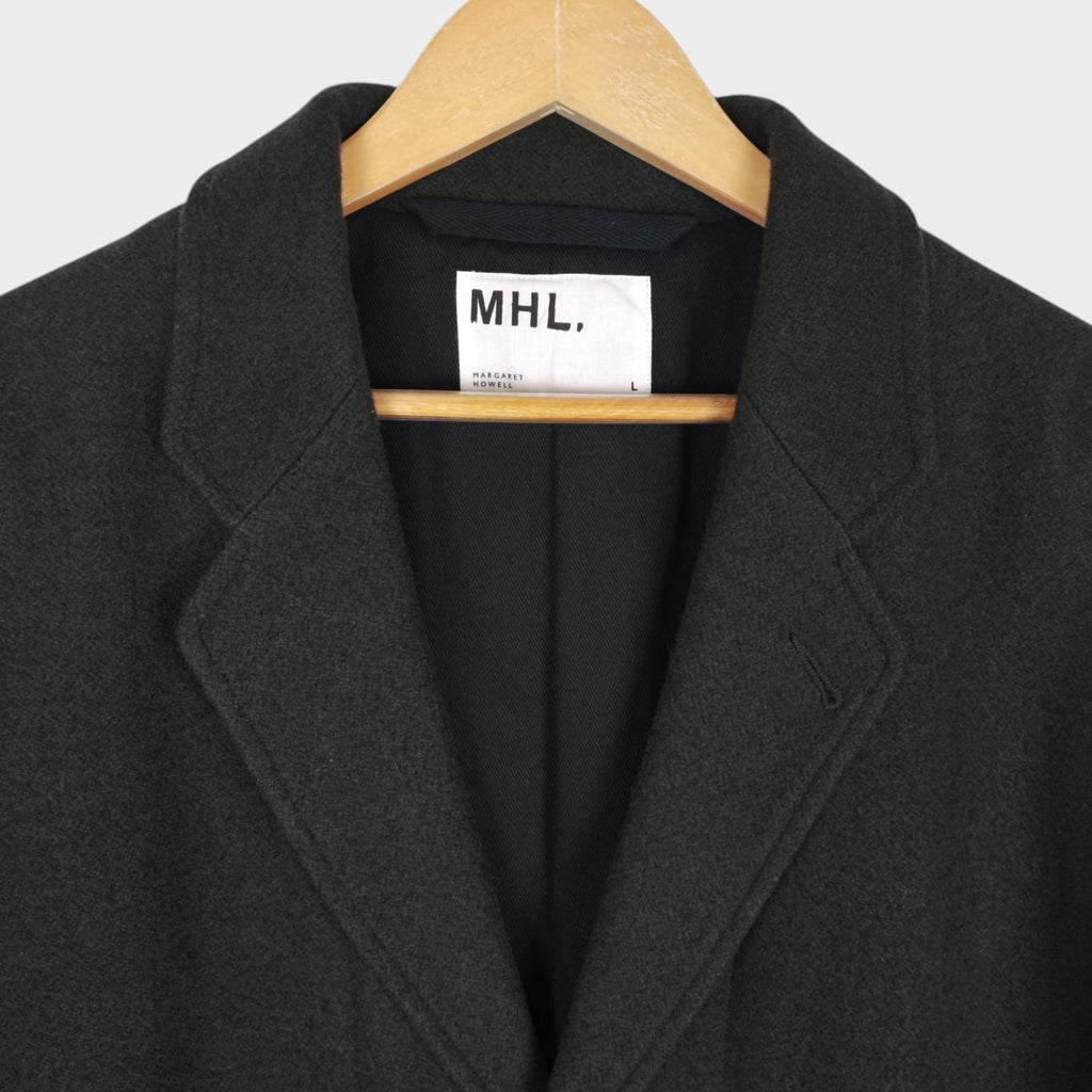 MHL MARGARET HOWELL Men's Dark Green Heavyweight 100% Melton Wool Coat