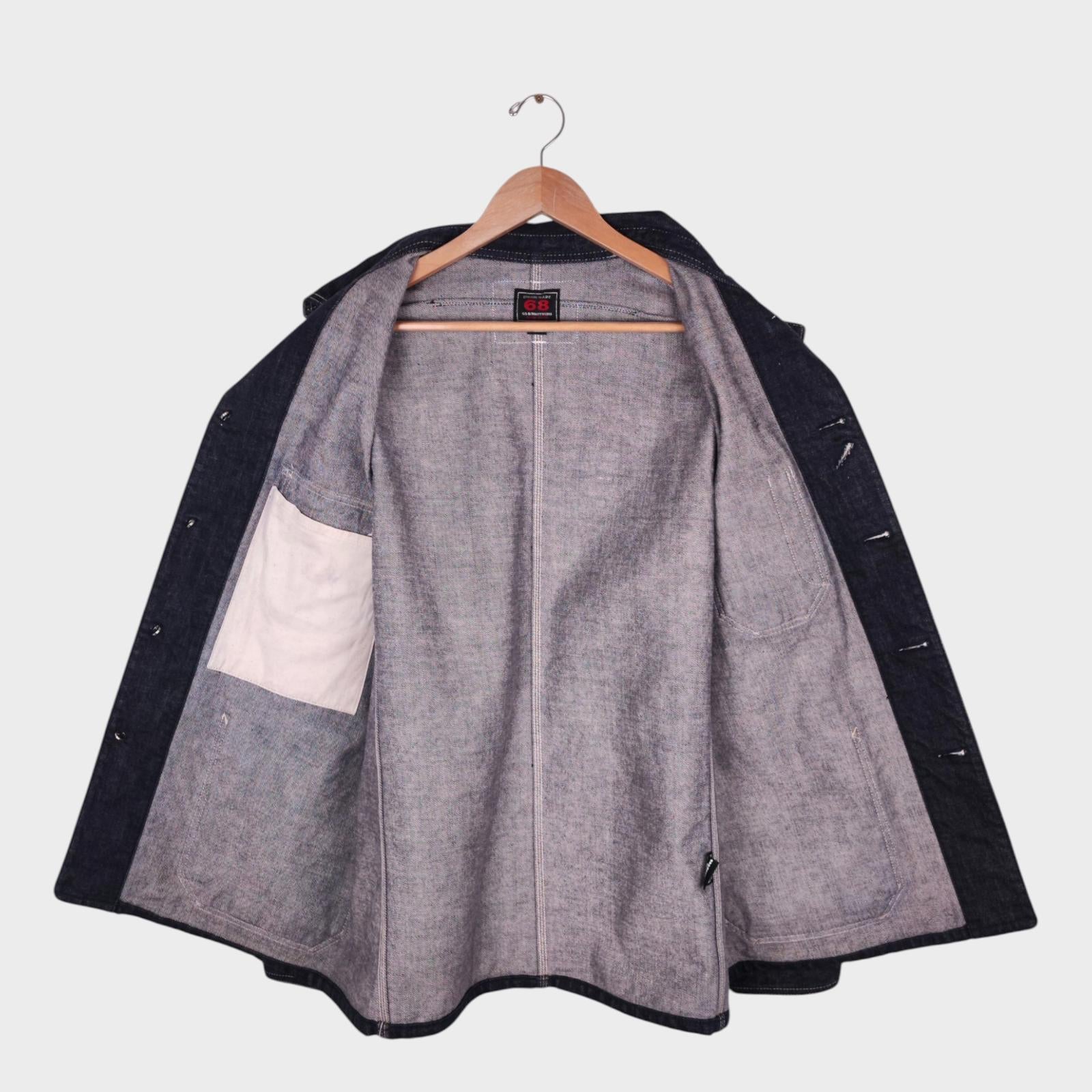 68&BROTHERS Men's Dark Blue Made in Japan Heavyweight Denim Chore Jacket