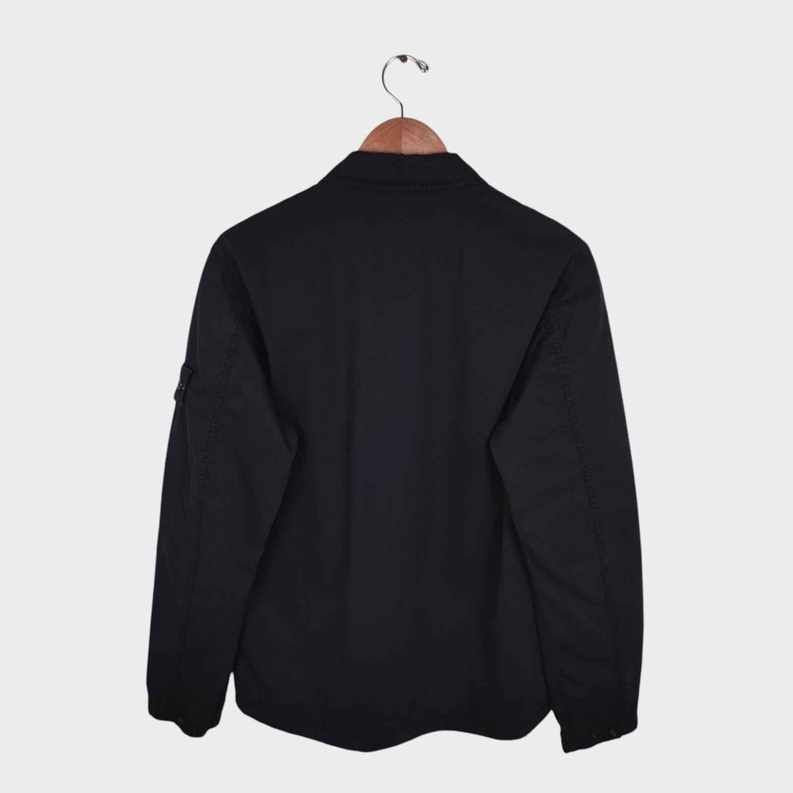STONE ISLAND Men's Black Garment Dyed Zip Overshirt Jacket