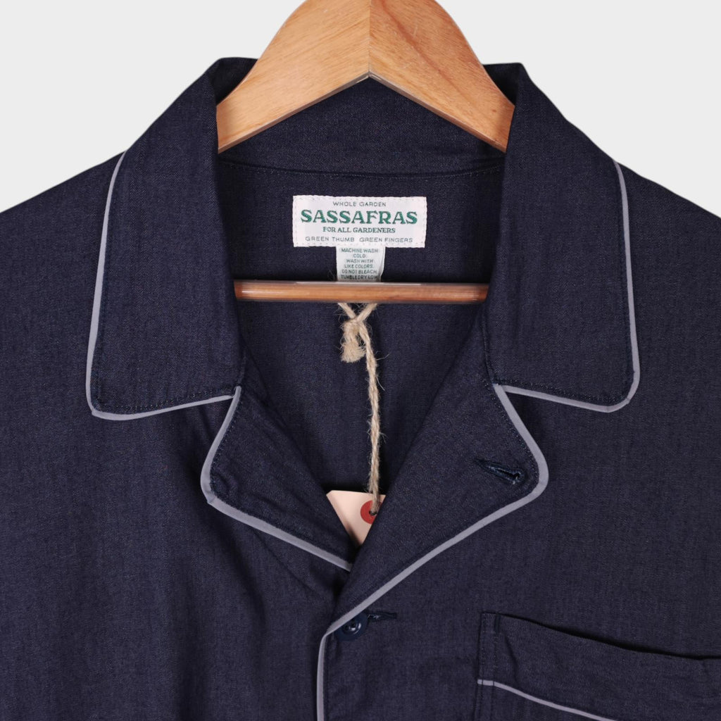 SASSAFRAS Men's Made in Japan Navy Blue Gardening At Night Overshirt