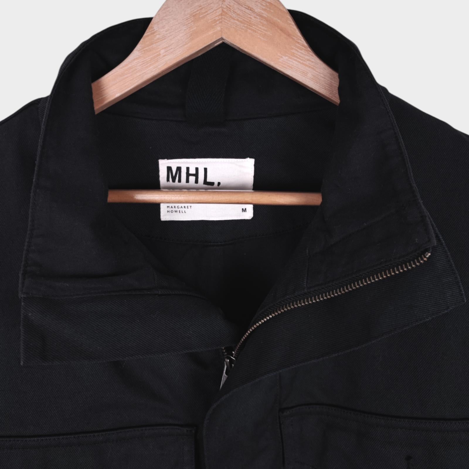 MHL MARGARET HOWELL Men's Black Heavyweight Relaxed Fit Jacket Smock