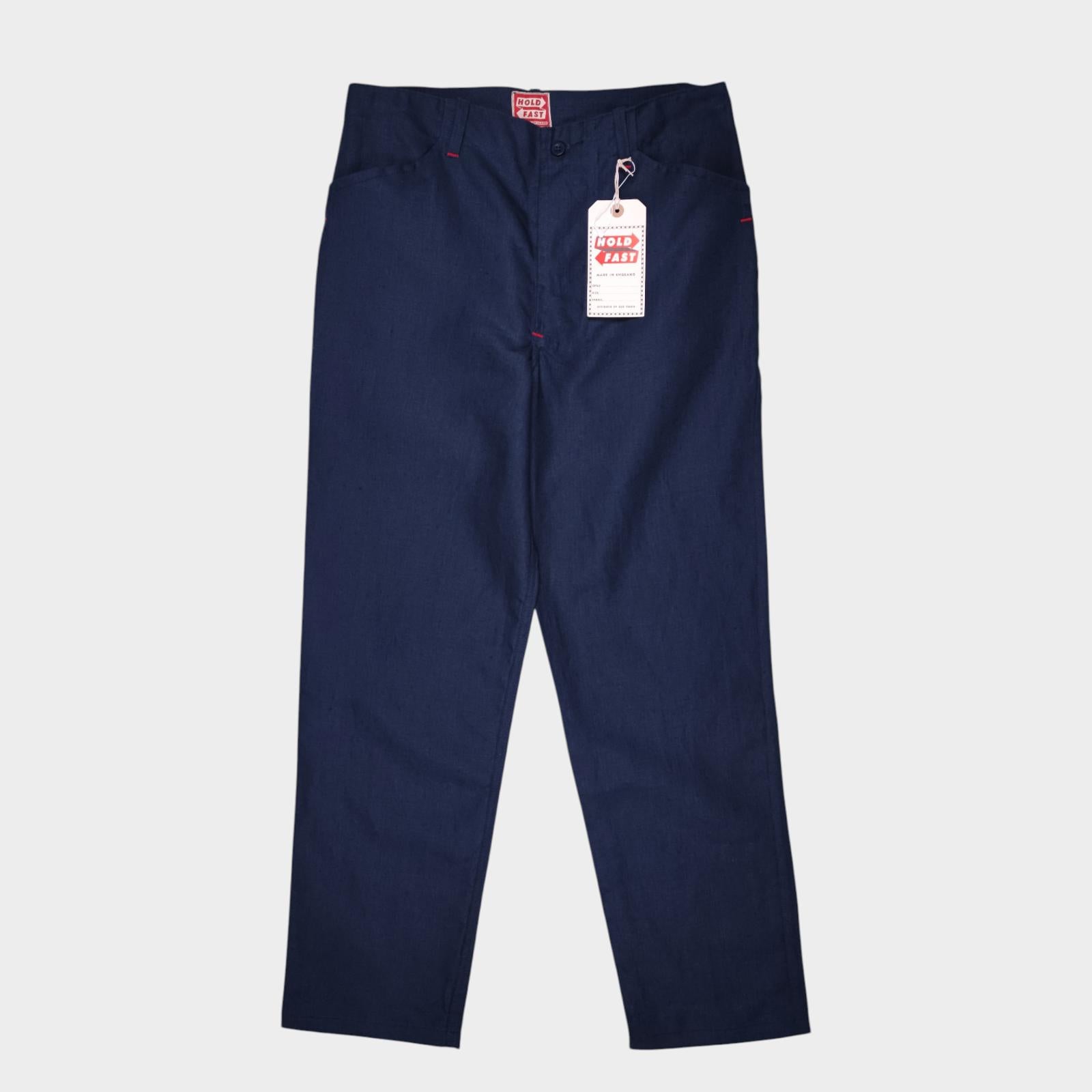 HOLD FAST by OLD TOWN Men's Made in England Navy Linen Trousers