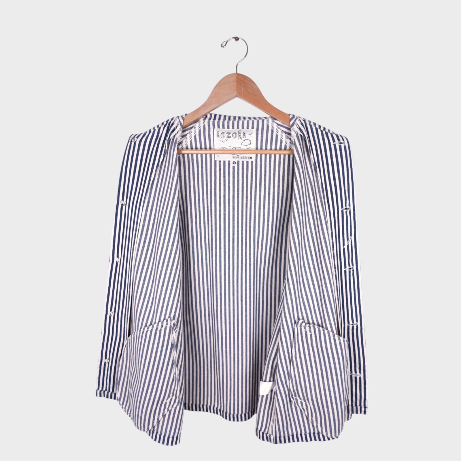 AOZORA BLUE HEAVEN Japan Men's Blue Hickory Stripe Chore Jacket