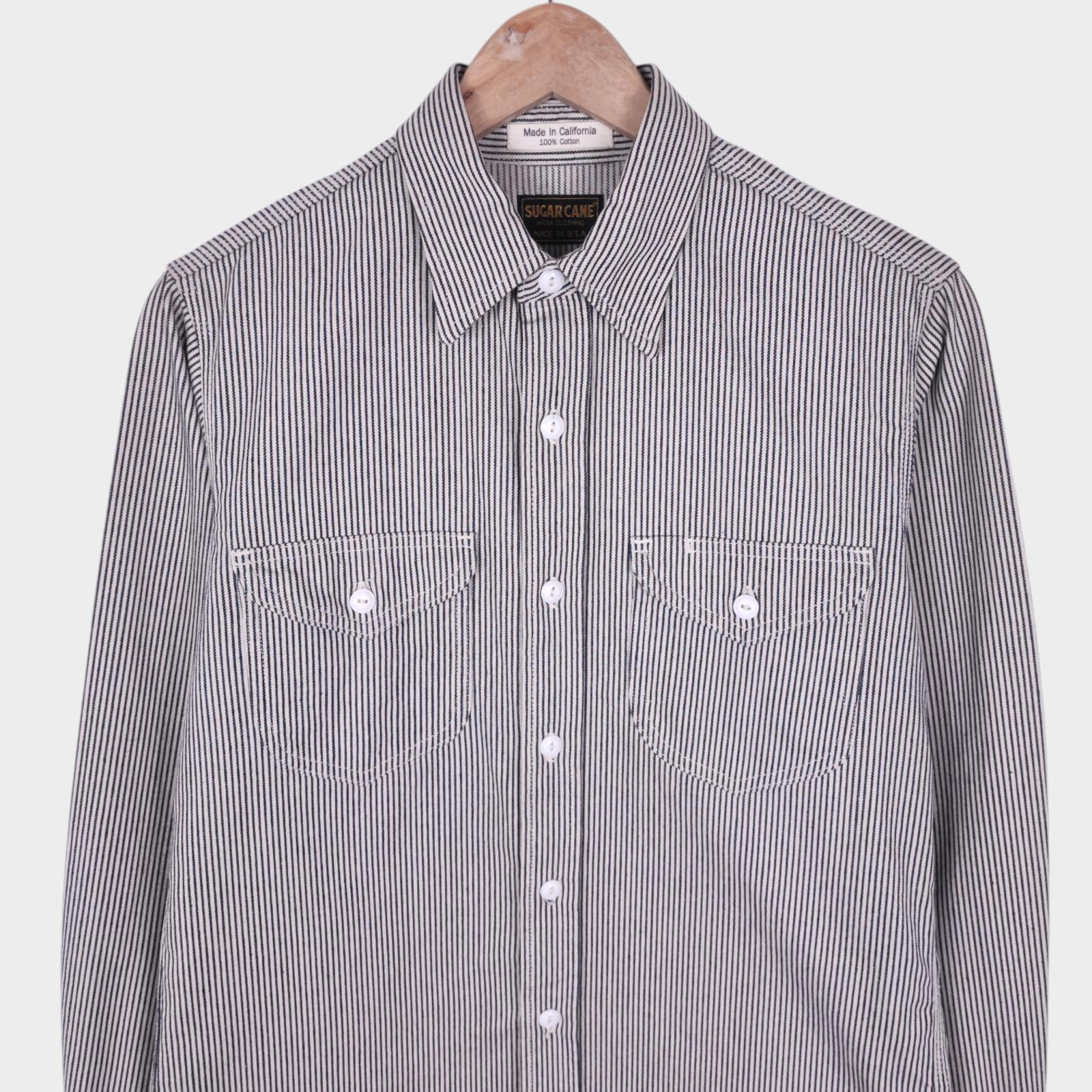 SUGAR CANE Men's Made in USA Striped Work Shirt