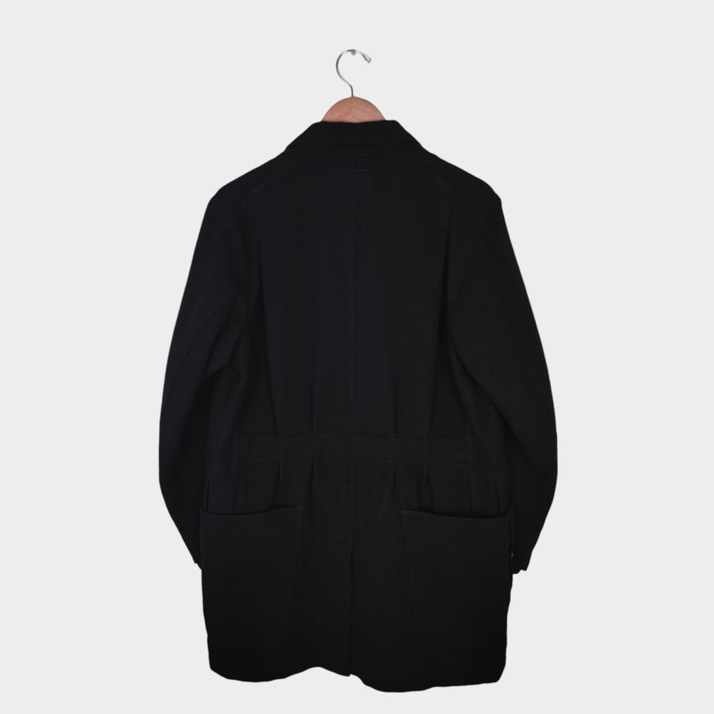 Sassafras Men's Made in Japan Black Wool Blend Whole Leaf Coat Jacket