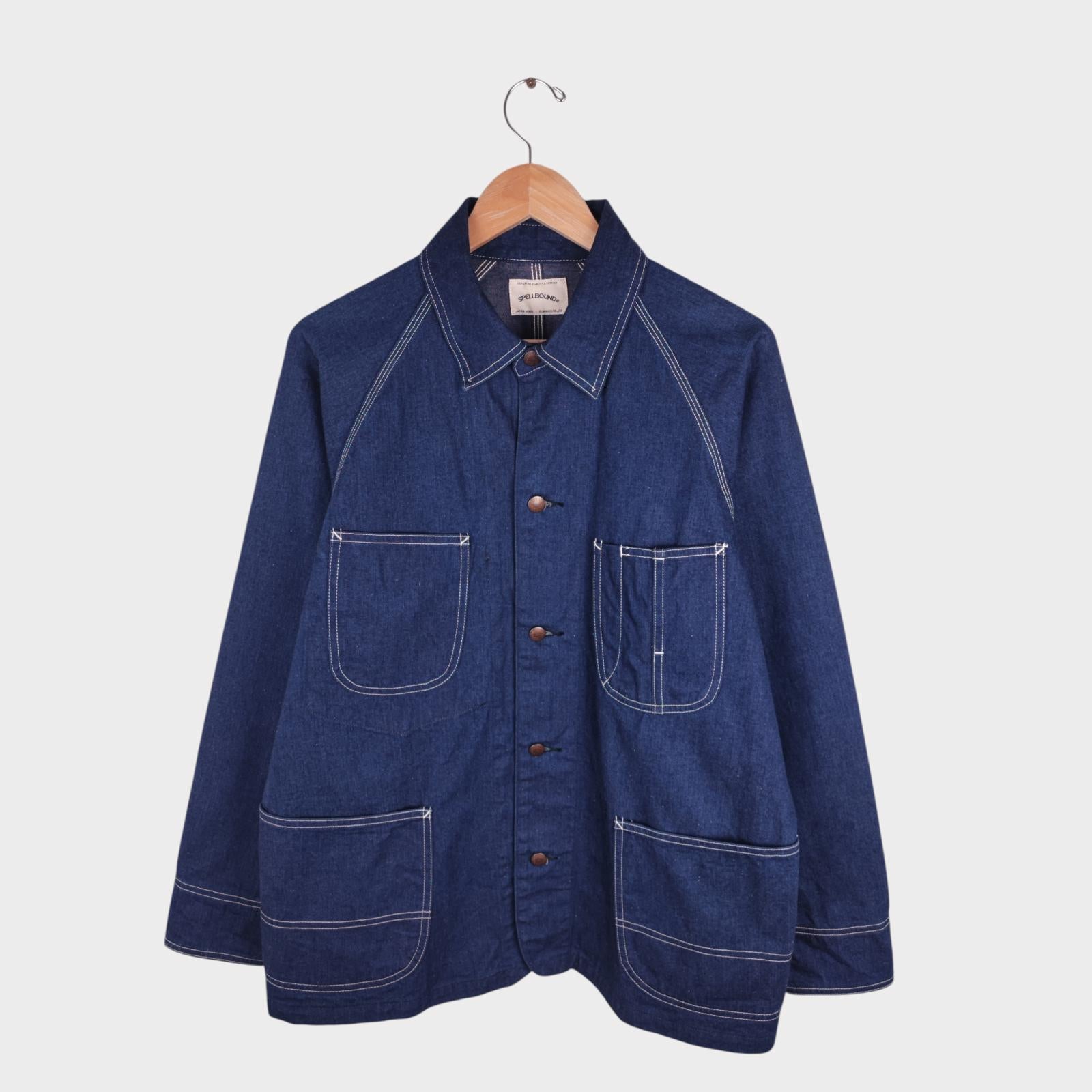 SPELLBOUND Men's Made in Japan Blue Denim Utility Chore Jacket