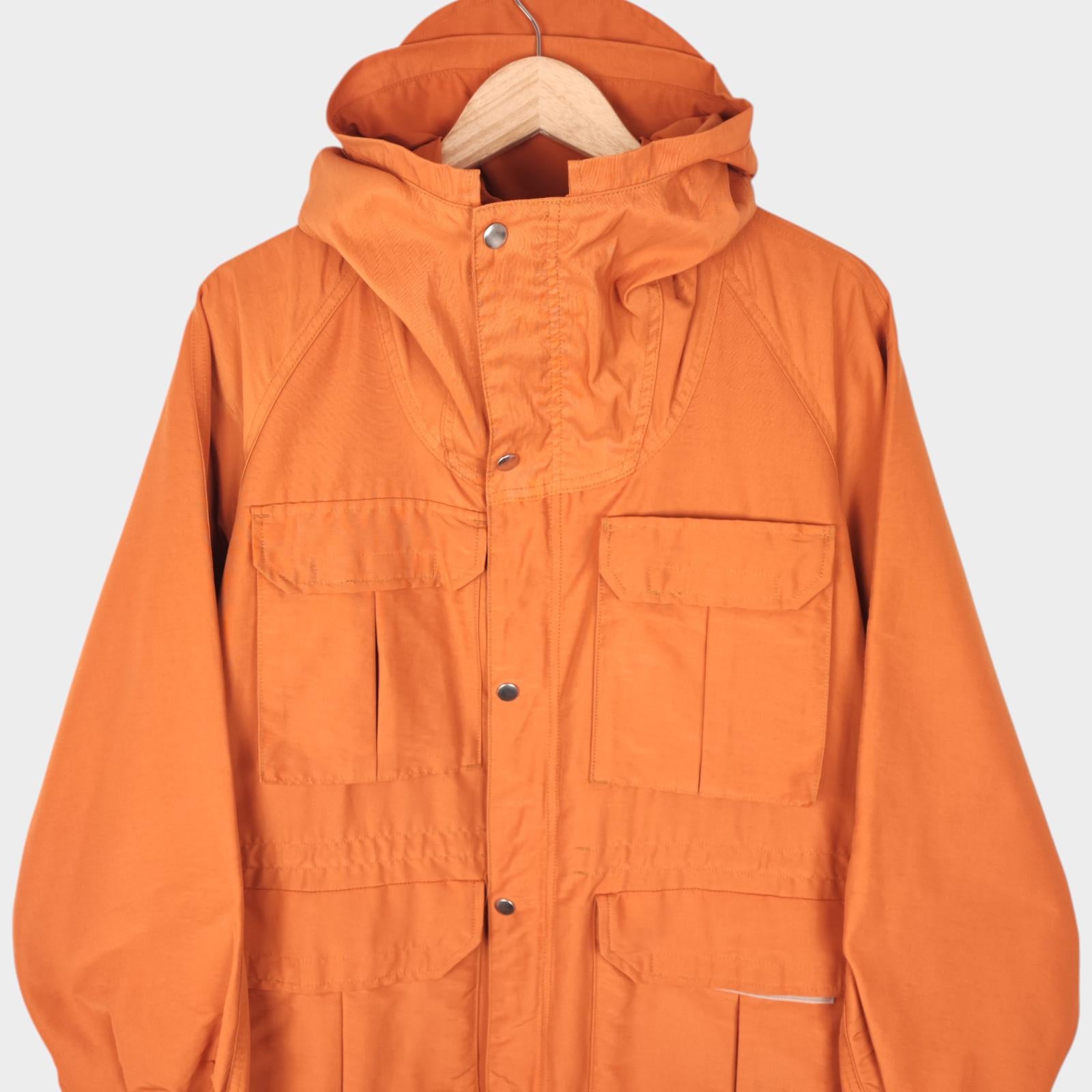 BEAMS PLUS Men's Orange 60/40 Cotton Blend Hooded Mountain Parka Jacket