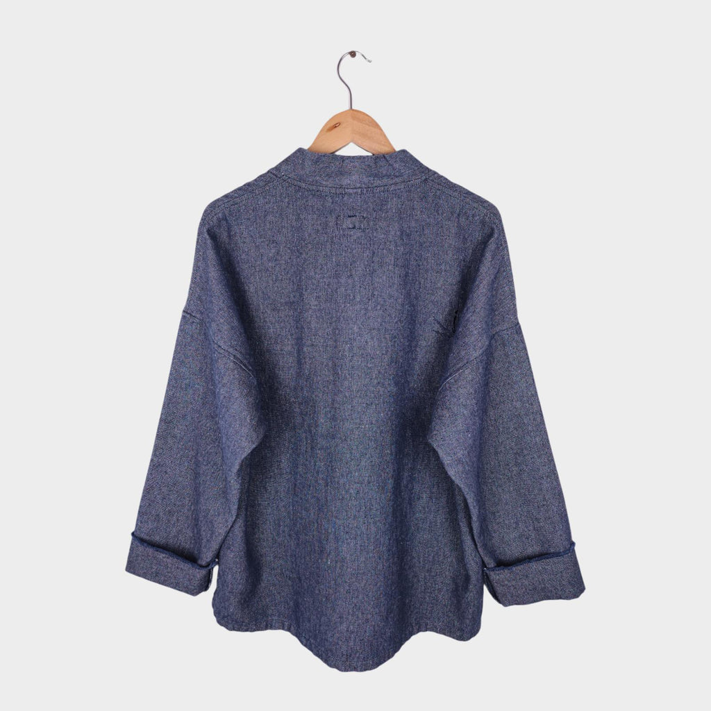 MANASTASH Men's Blue Hemp/Cotton Blend Heavyweight Denim Kimono Jacket