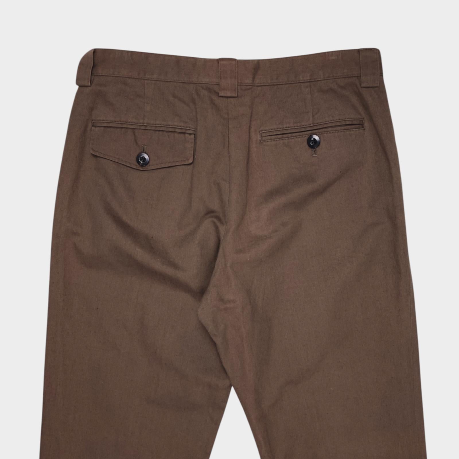 MARGARET HOWELL Men's Khaki Cotton/Linen Chino Trousers