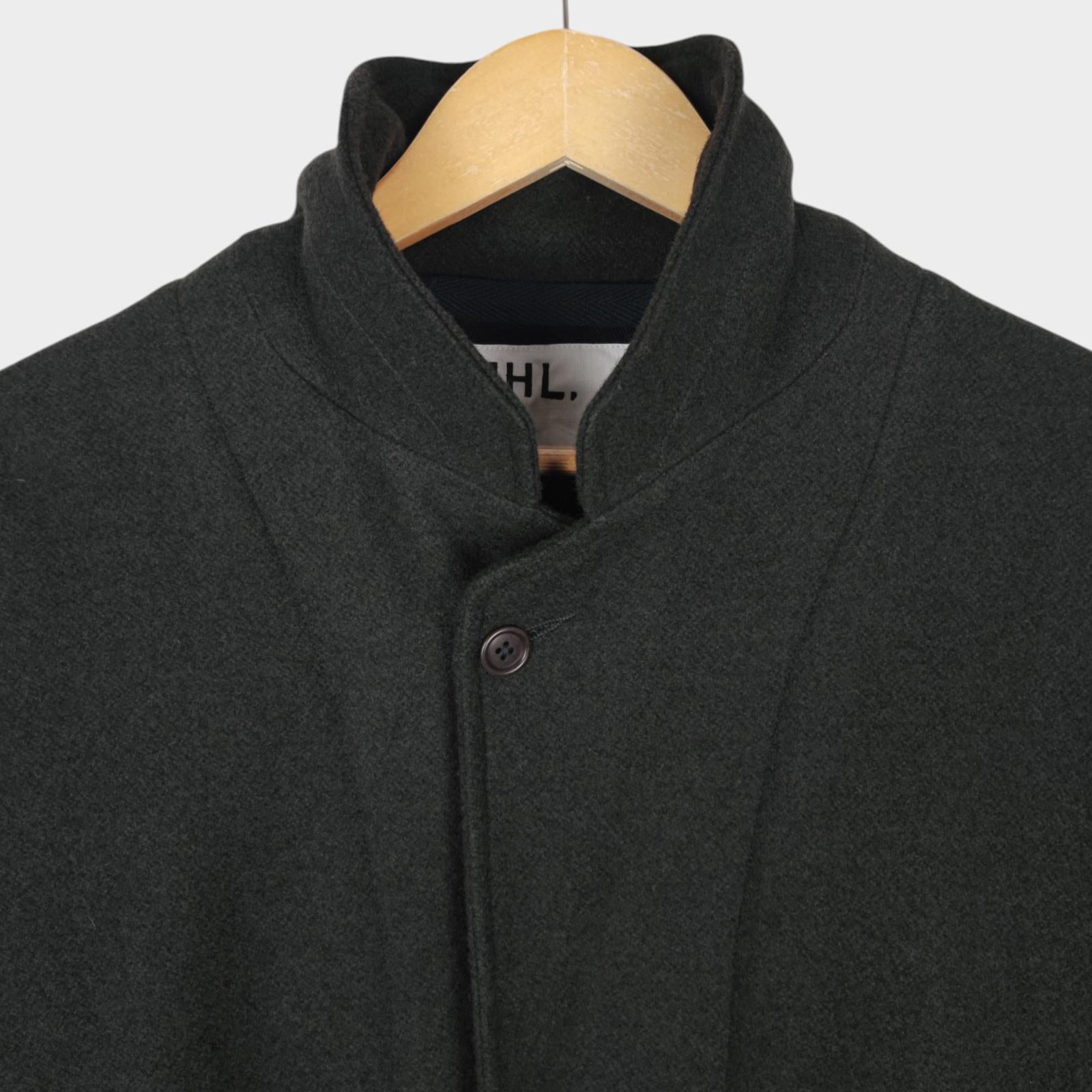 MHL MARGARET HOWELL Men's Dark Green Heavyweight 100% Melton Wool Coat