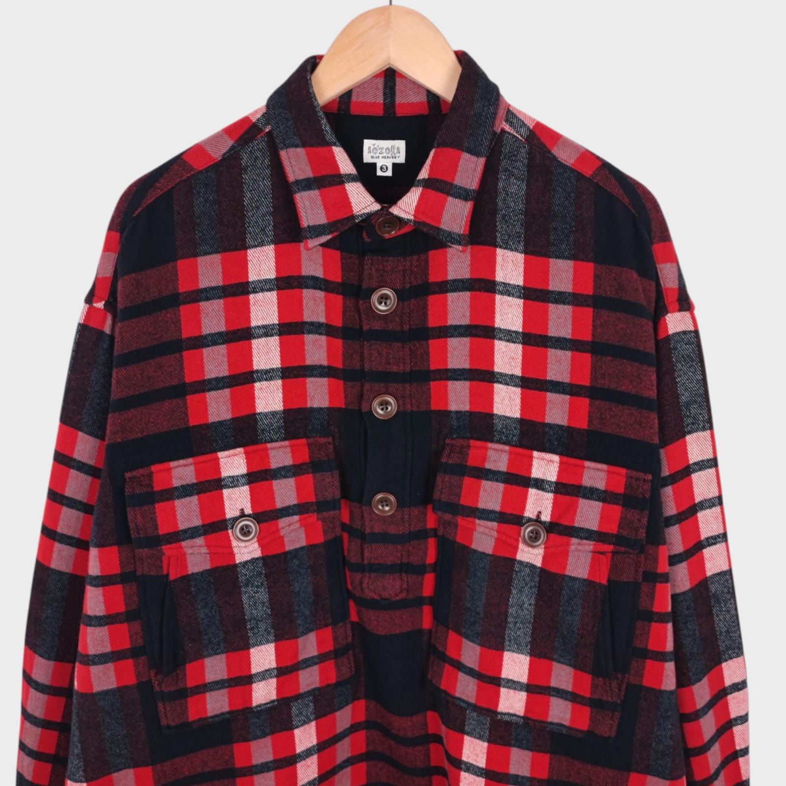 AOZORA BLUE HEAVEN Japan Men's Oversized Fit Checked Oversized Fit Smock