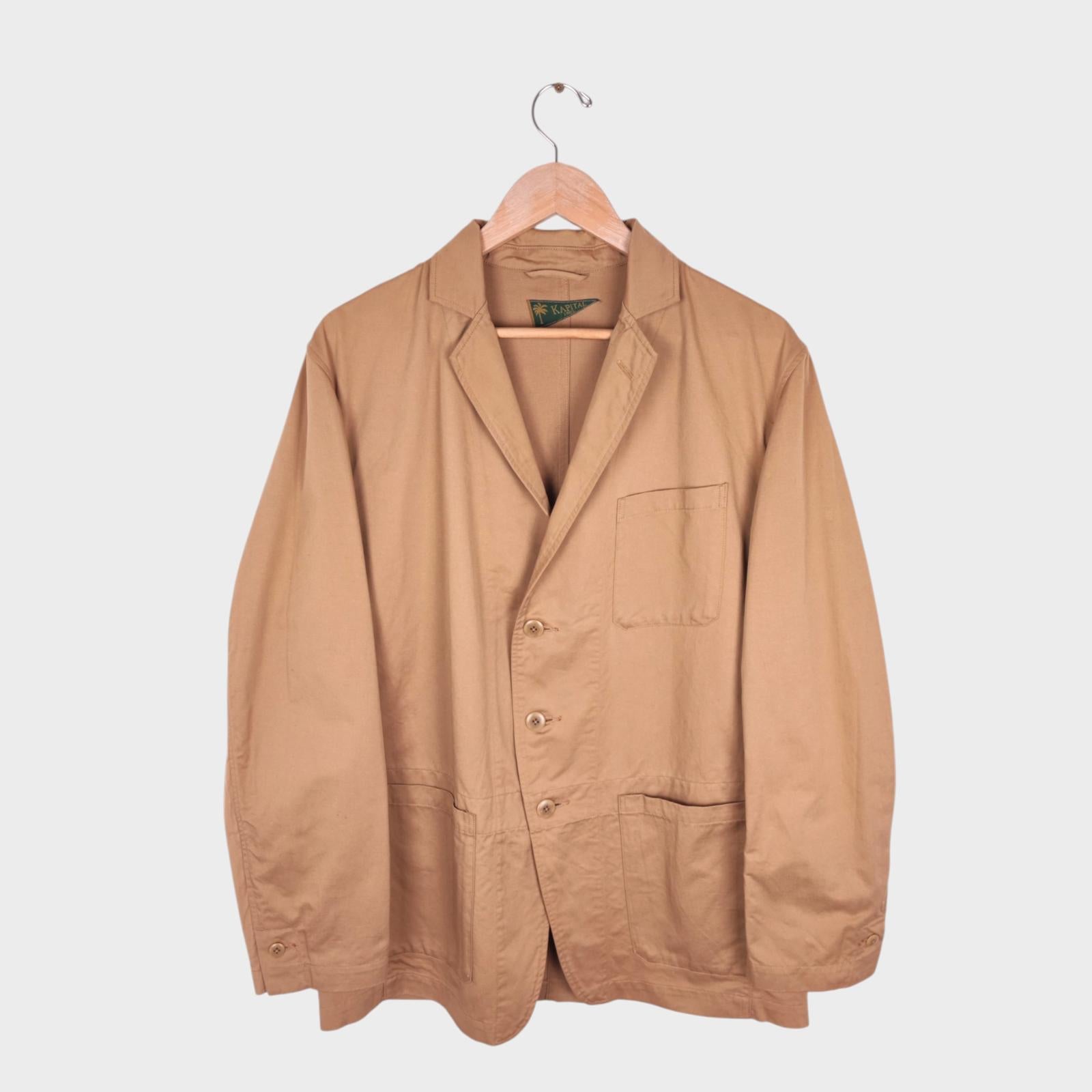 KAPITAL Men's Made in Japan Beige Detachable Bandanas Cotton/Linen Blazer Jacket