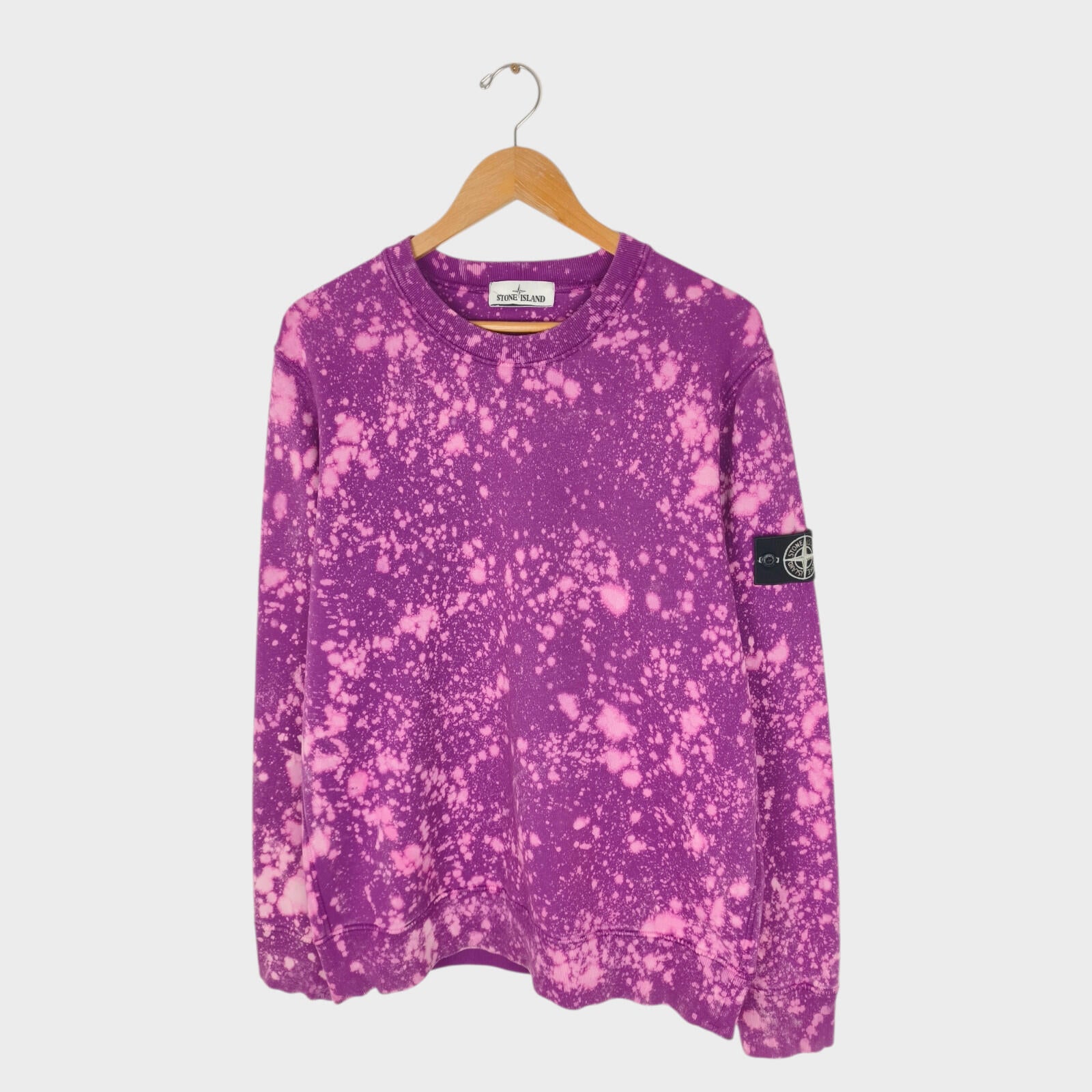 STONE ISLAND Men's Purple Custom Acid Dye Compass Badge Sweatshirt